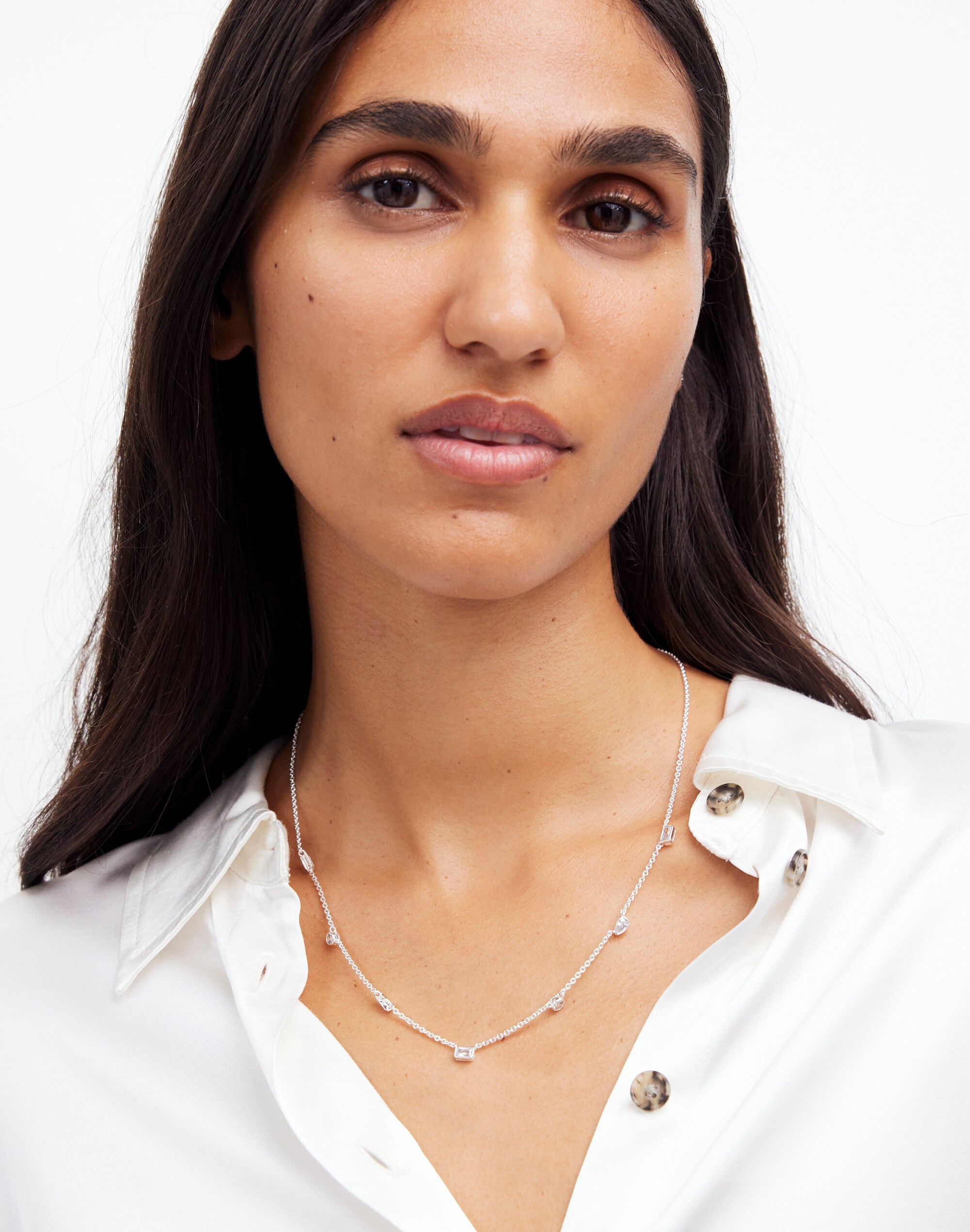 Mixed-Cut Crystal Station Necklace | Madewell