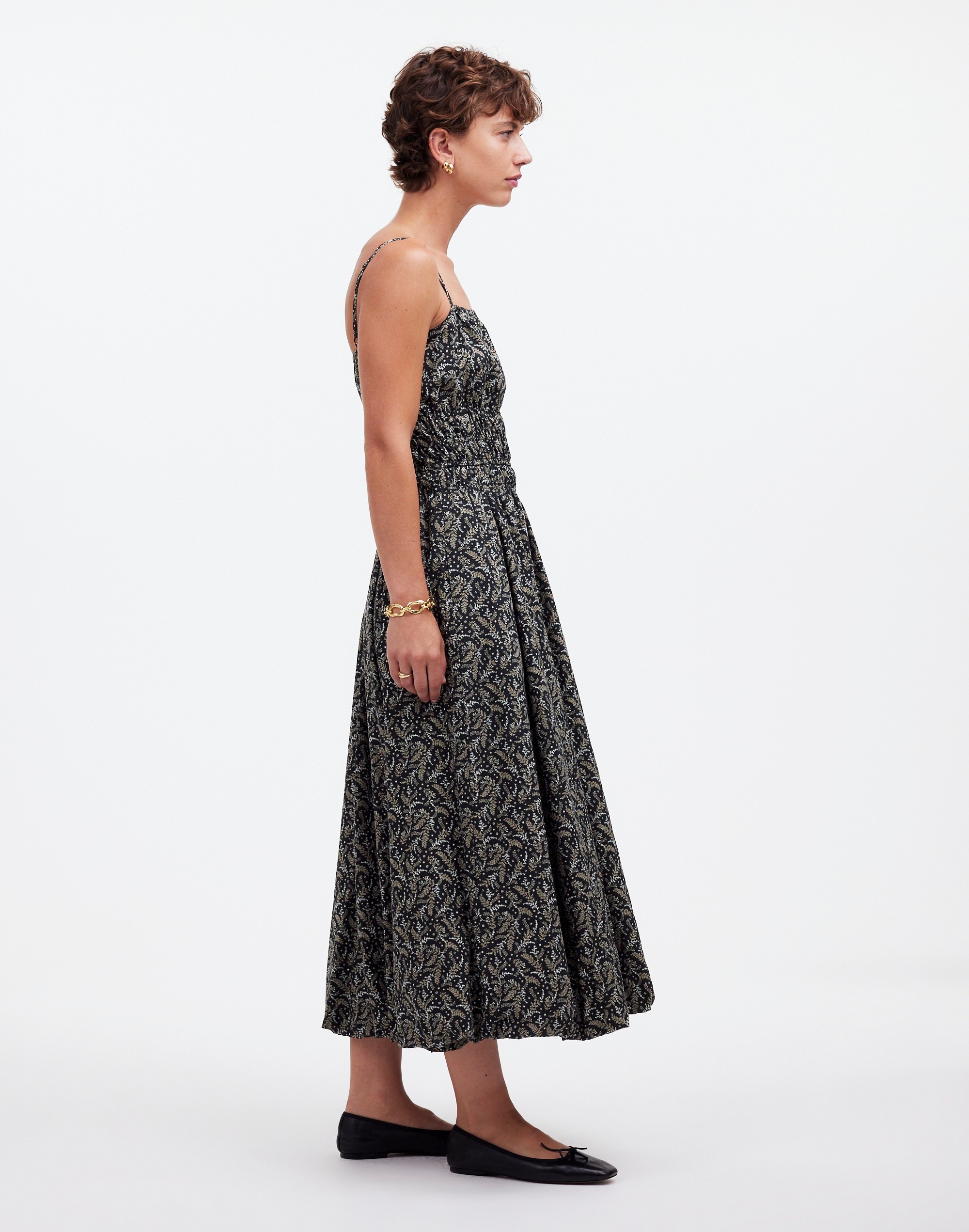 Sleeveless Bubble-Hem Midi Dress Floral | Madewell