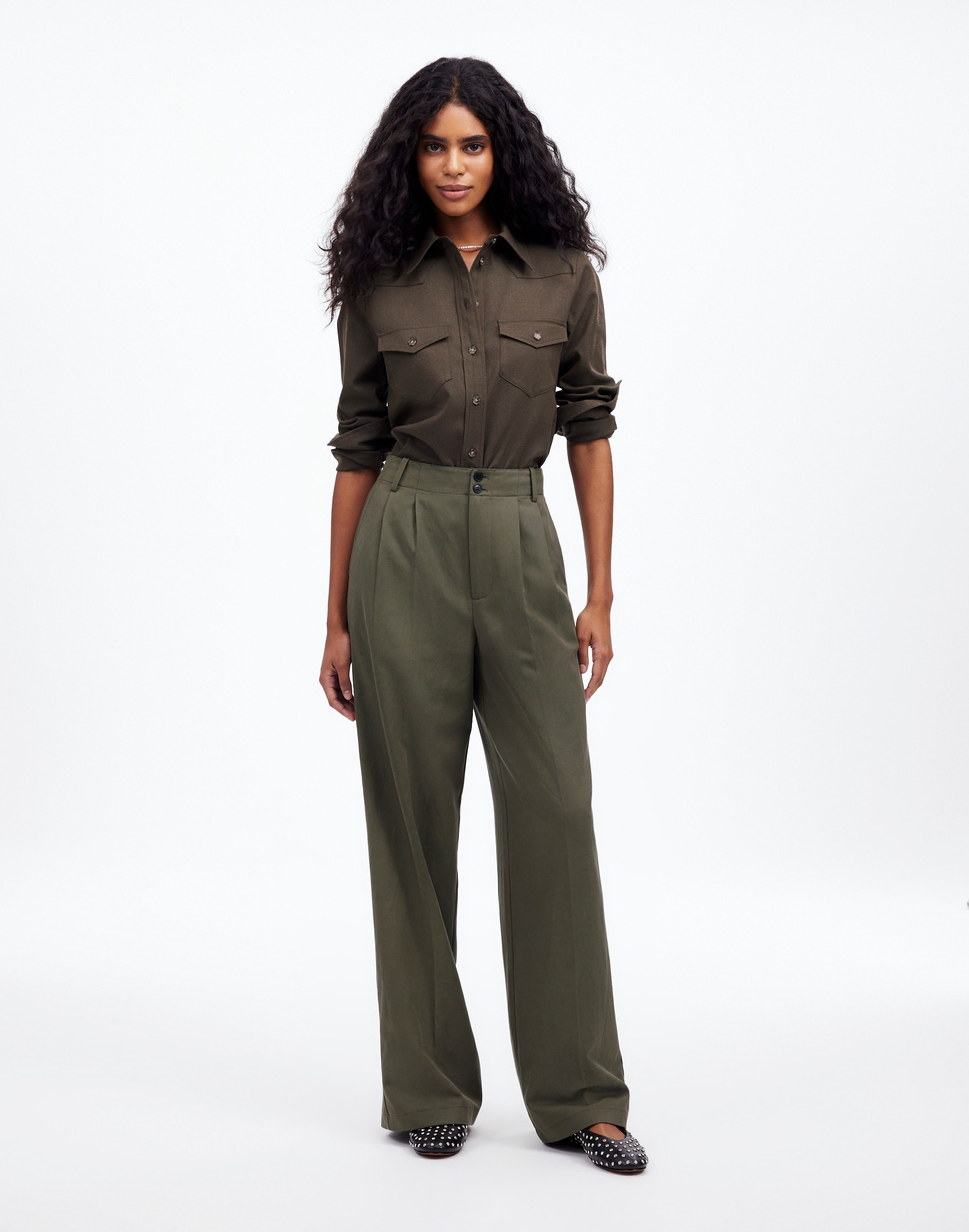 The Harlow Wide-Leg Pant Drapey Twill | Madewell