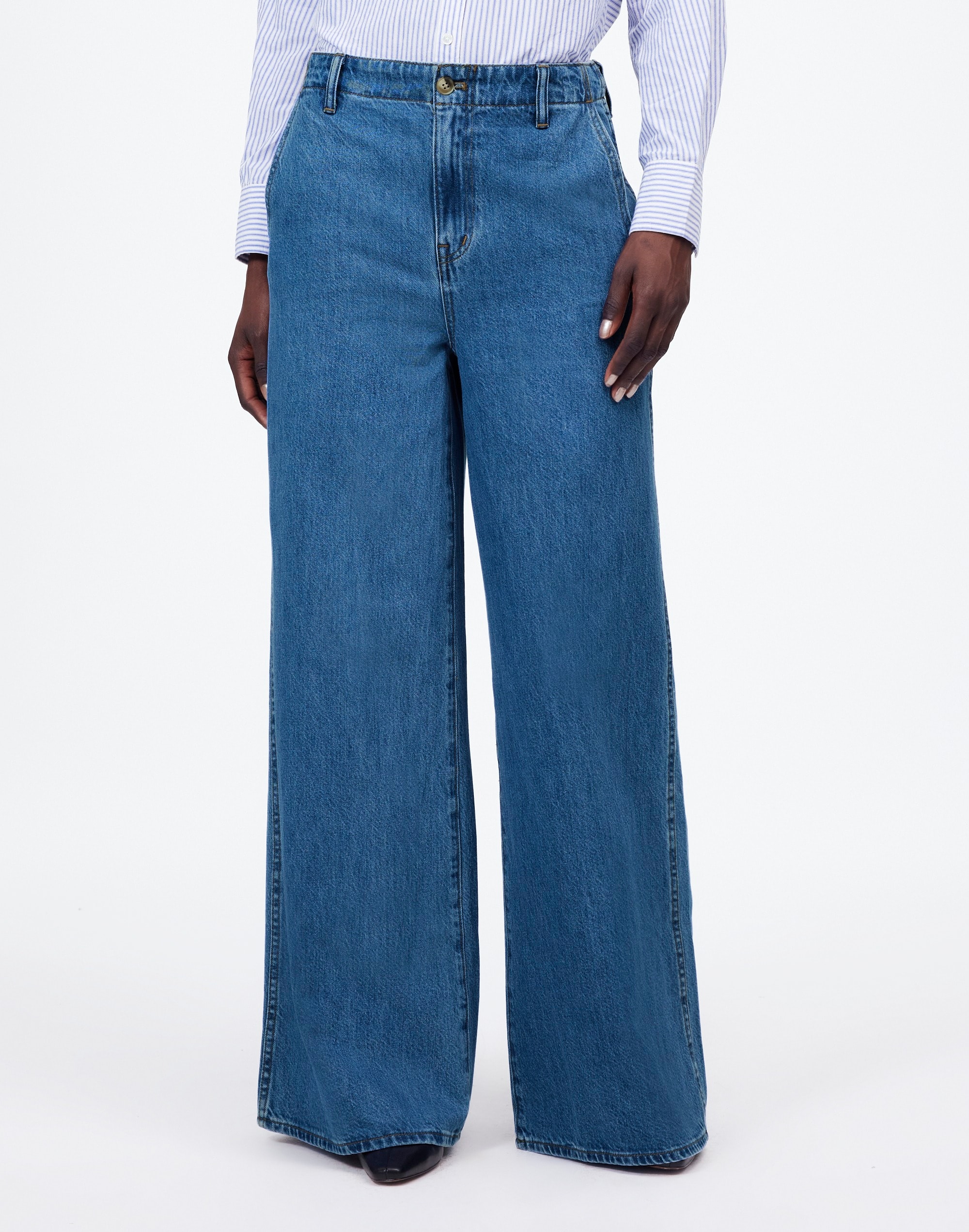 Petite Wide Sweep Denim Trousers Java Wash: Airy Edition | Madewell