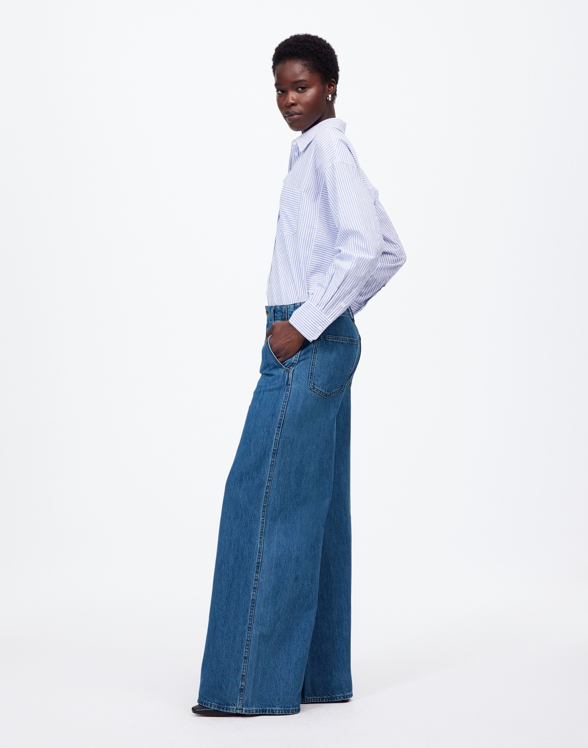 Petite Wide Sweep Denim Trousers Java Wash: Airy Edition | Madewell