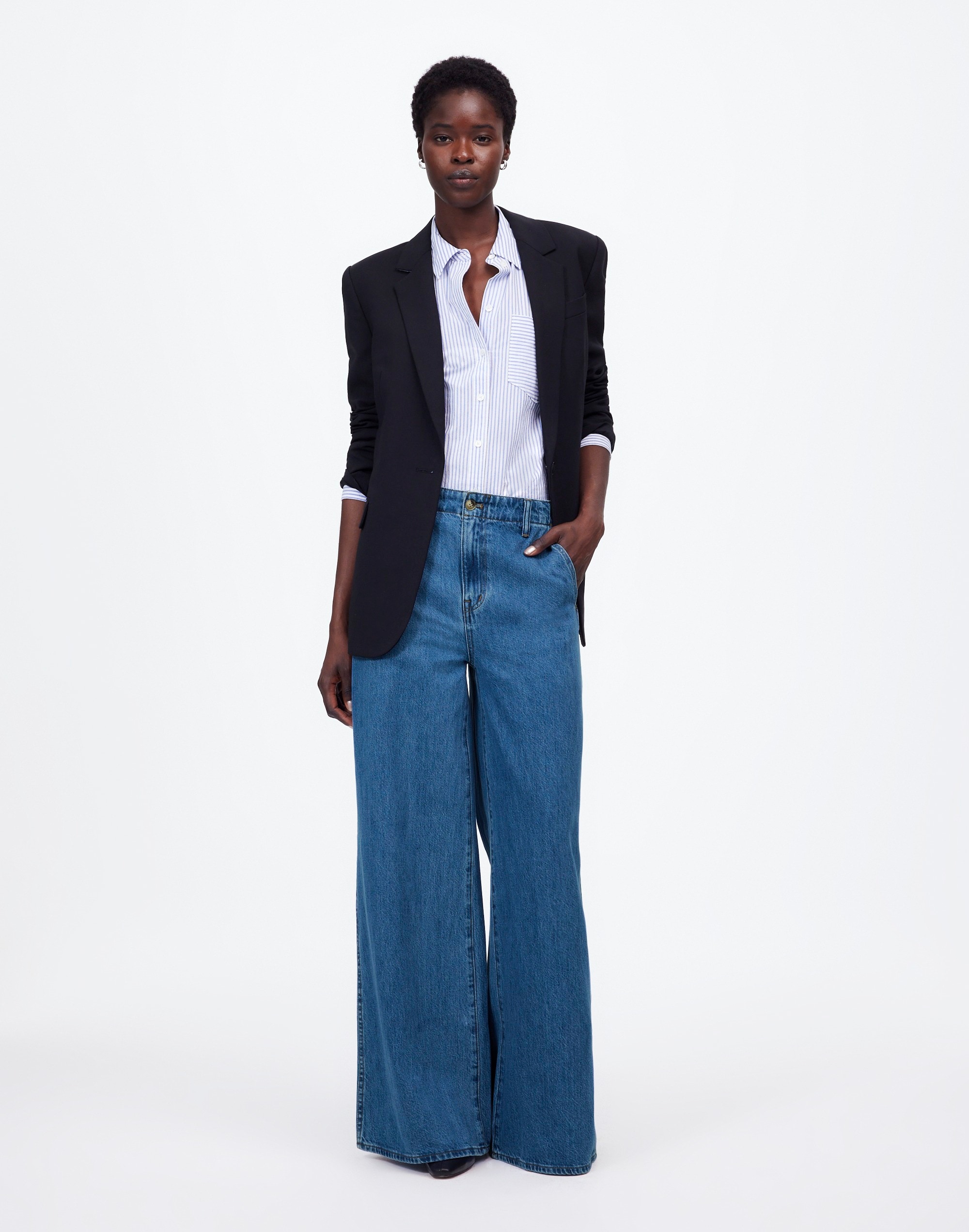 Petite Wide Sweep Denim Trousers Java Wash: Airy Edition | Madewell