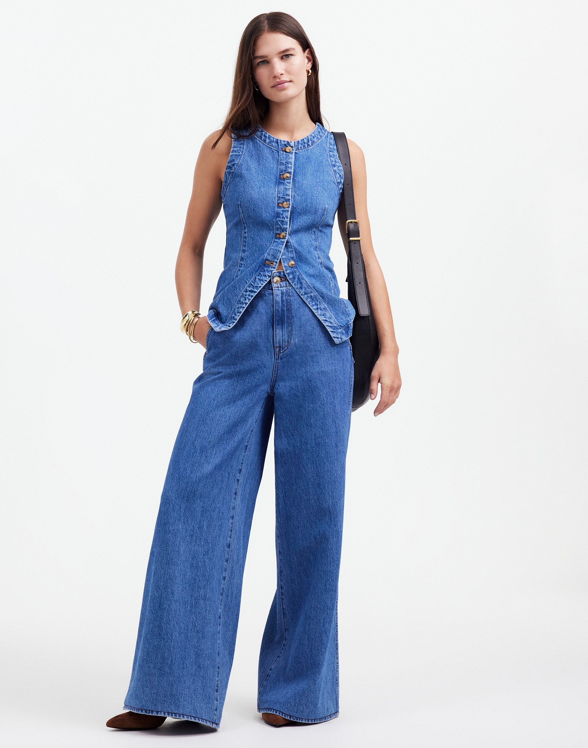 Mw Wide Sweep Denim Trousers In Java Wash