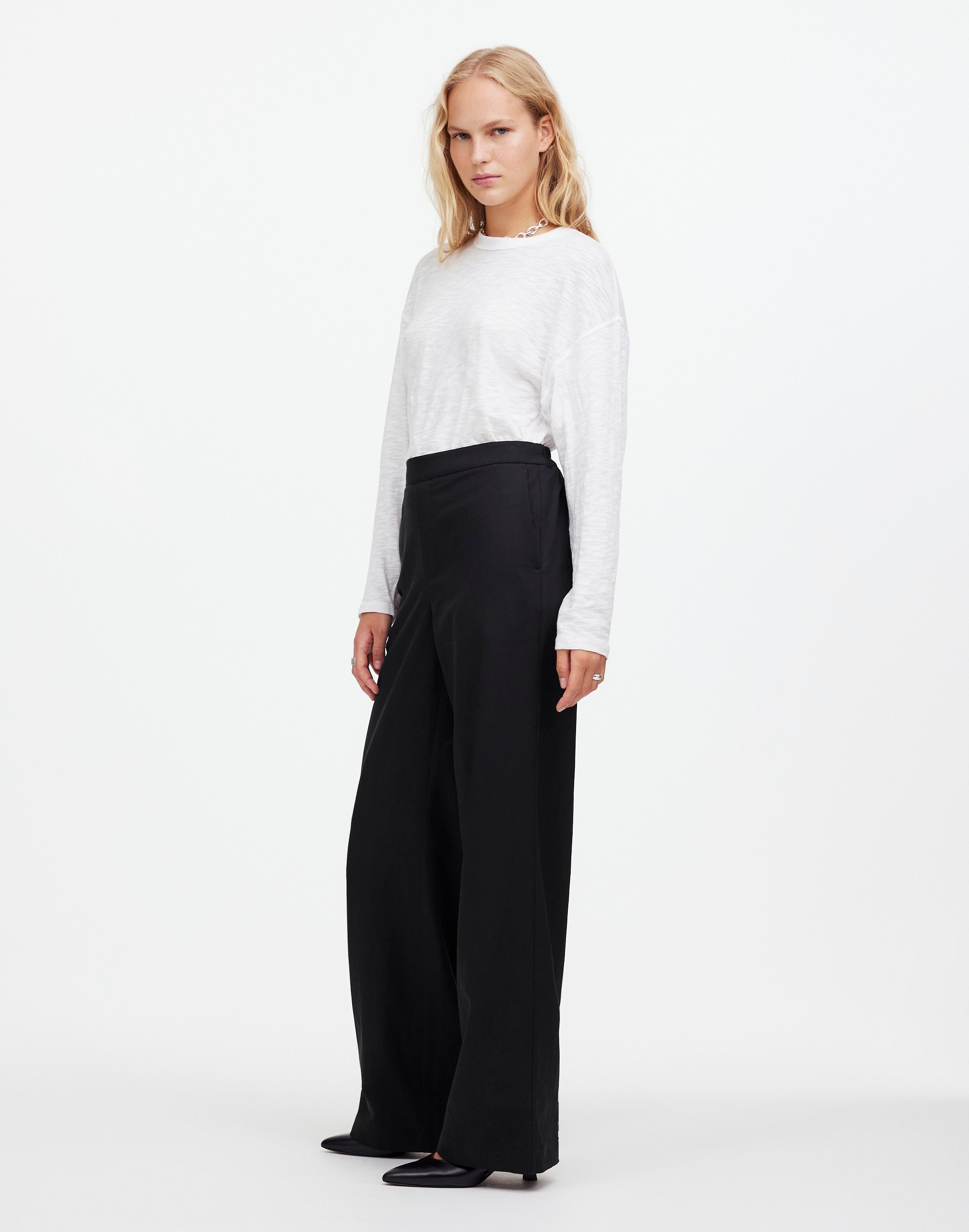 Pull-On Straight Pants Drapey Twill | Madewell