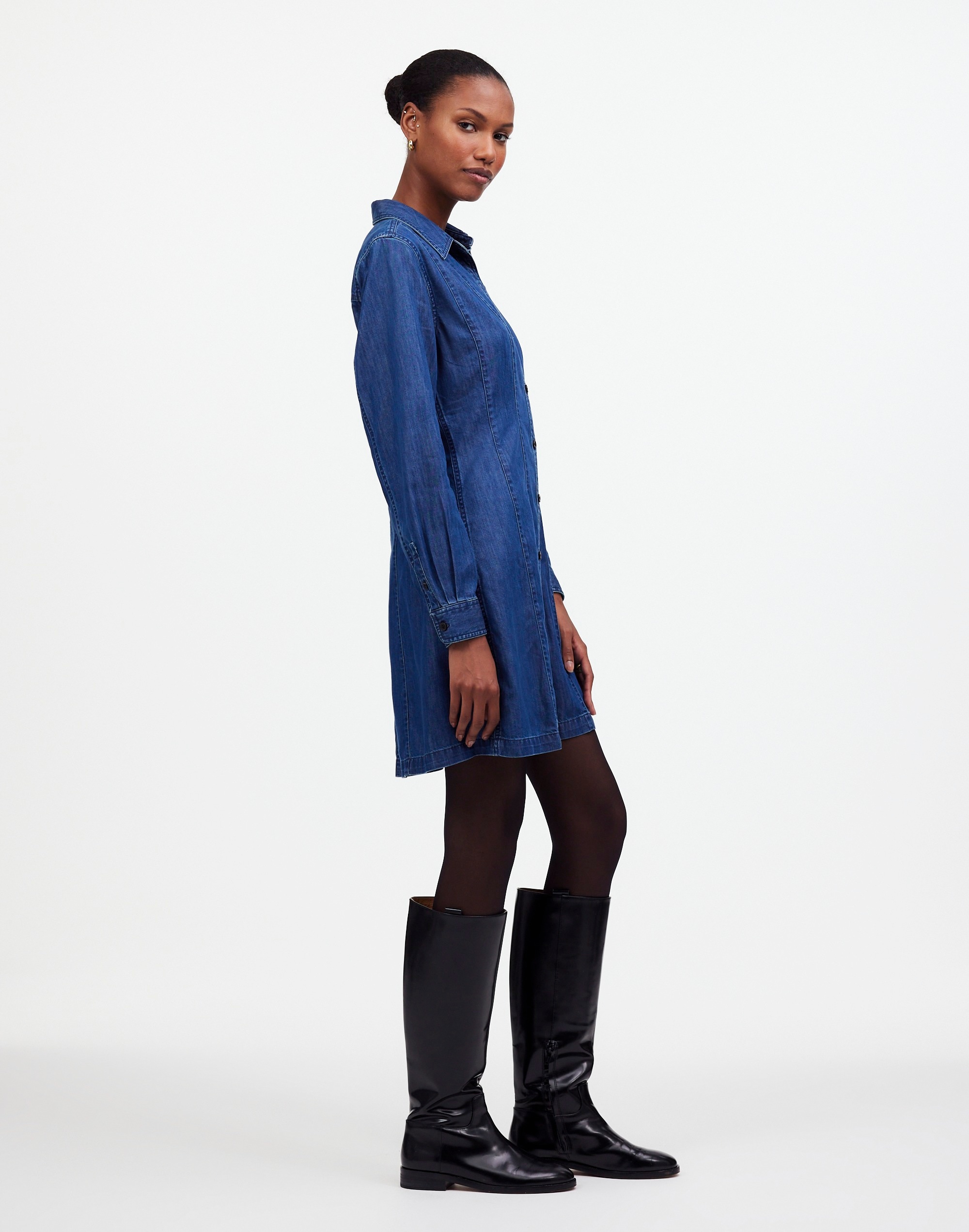 Denim Seamed Mini Dress Clearfield Wash | Madewell