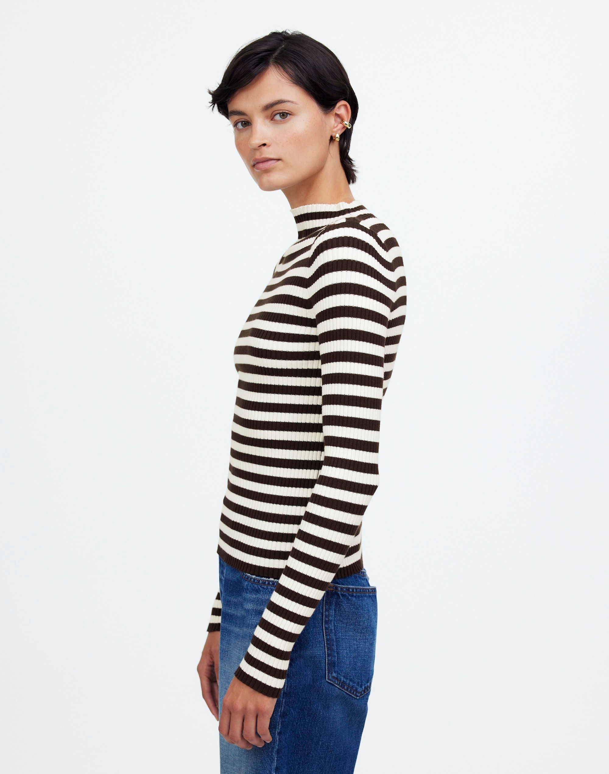 Cotton Mockneck Sweater Stripe | Madewell