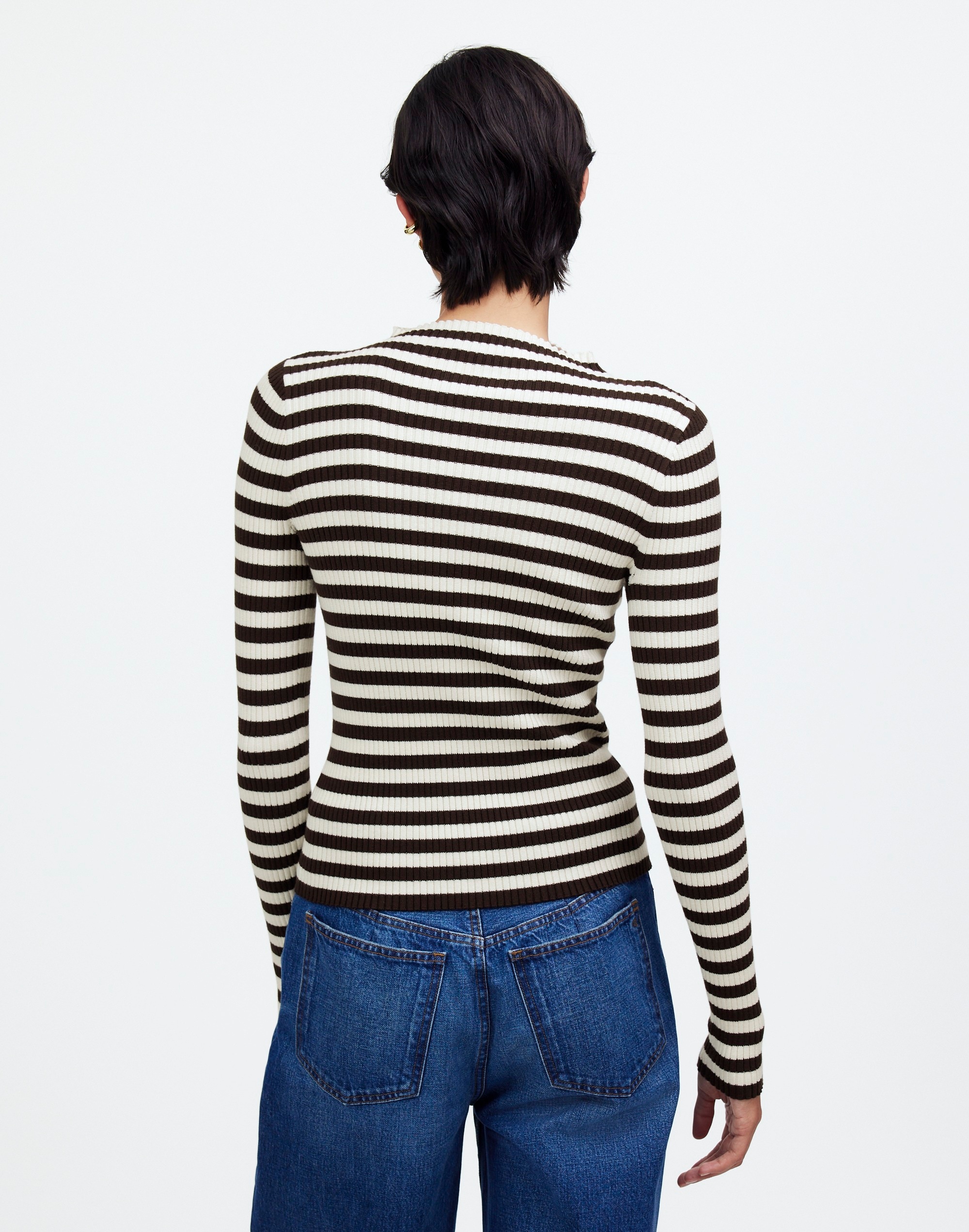 Cotton Mockneck Sweater Stripe | Madewell