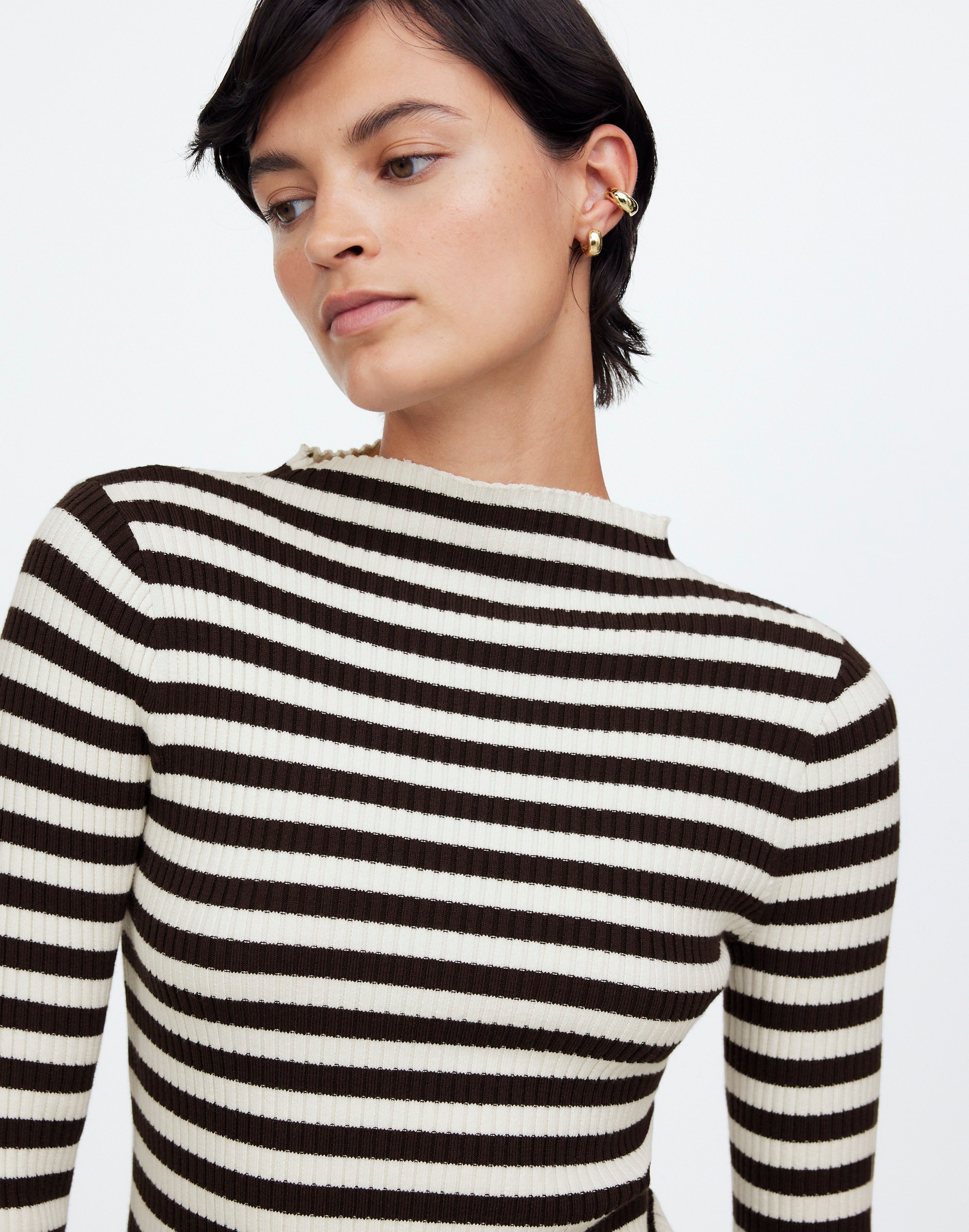 Cotton Mockneck Sweater Stripe | Madewell