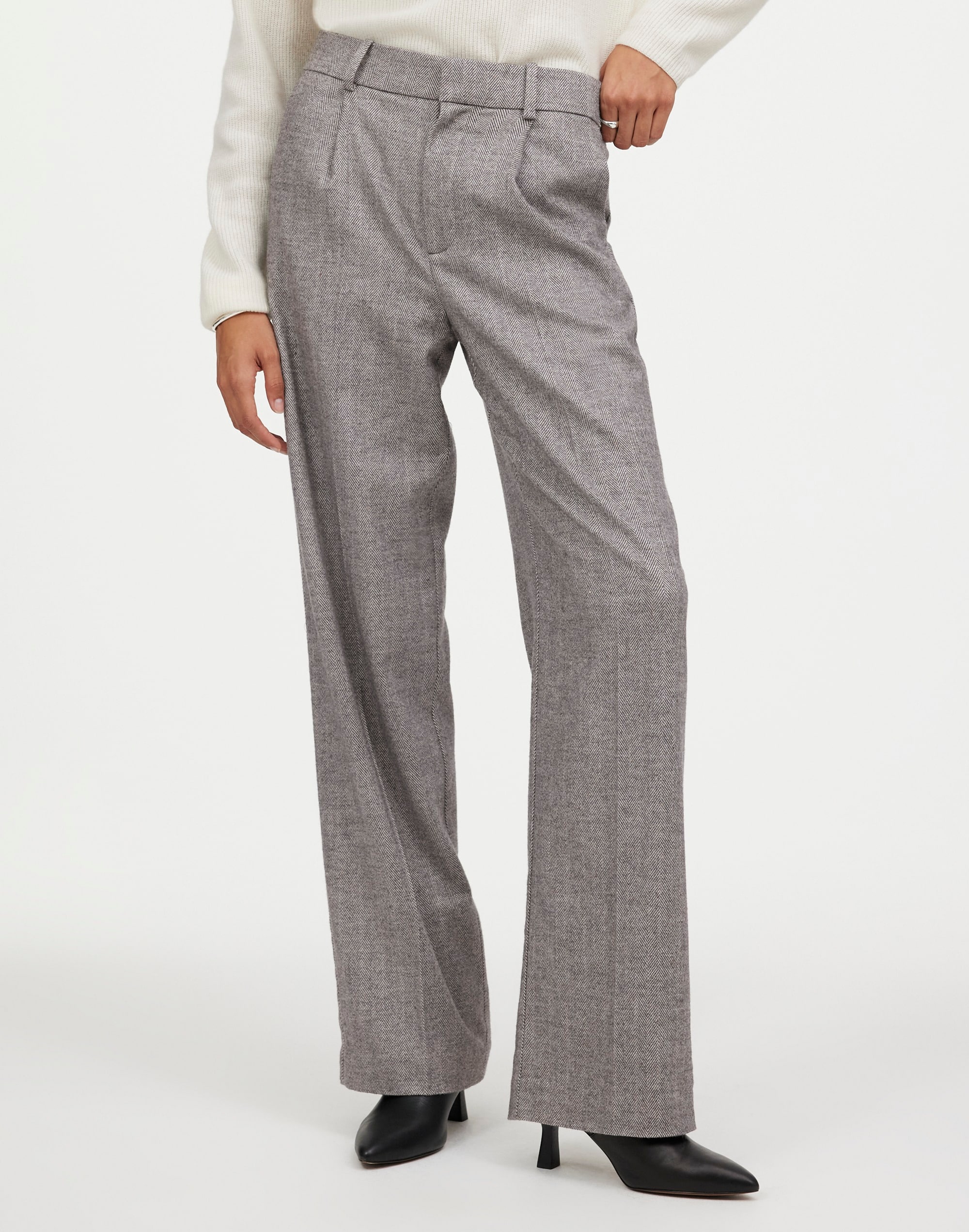 Slouchy Straight Pants Herringbone Italian Fabric | Madewell