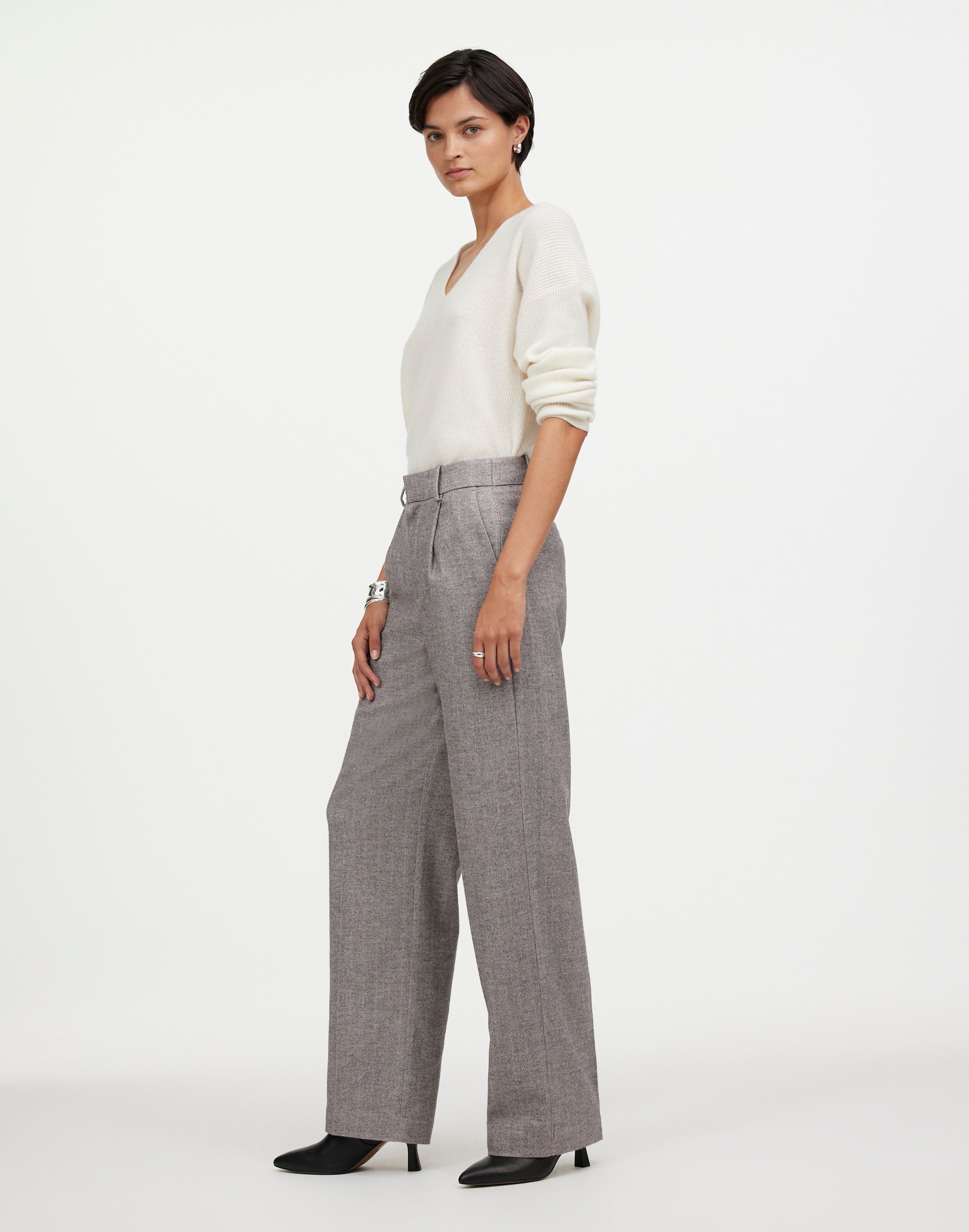 Slouchy Straight Pants Herringbone Italian Fabric | Madewell