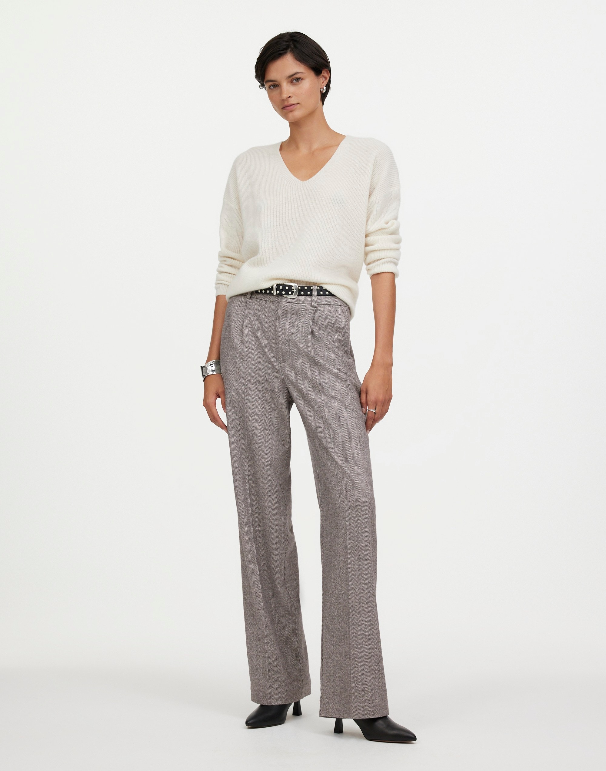 Slouchy Straight Pants Herringbone Italian Fabric | Madewell