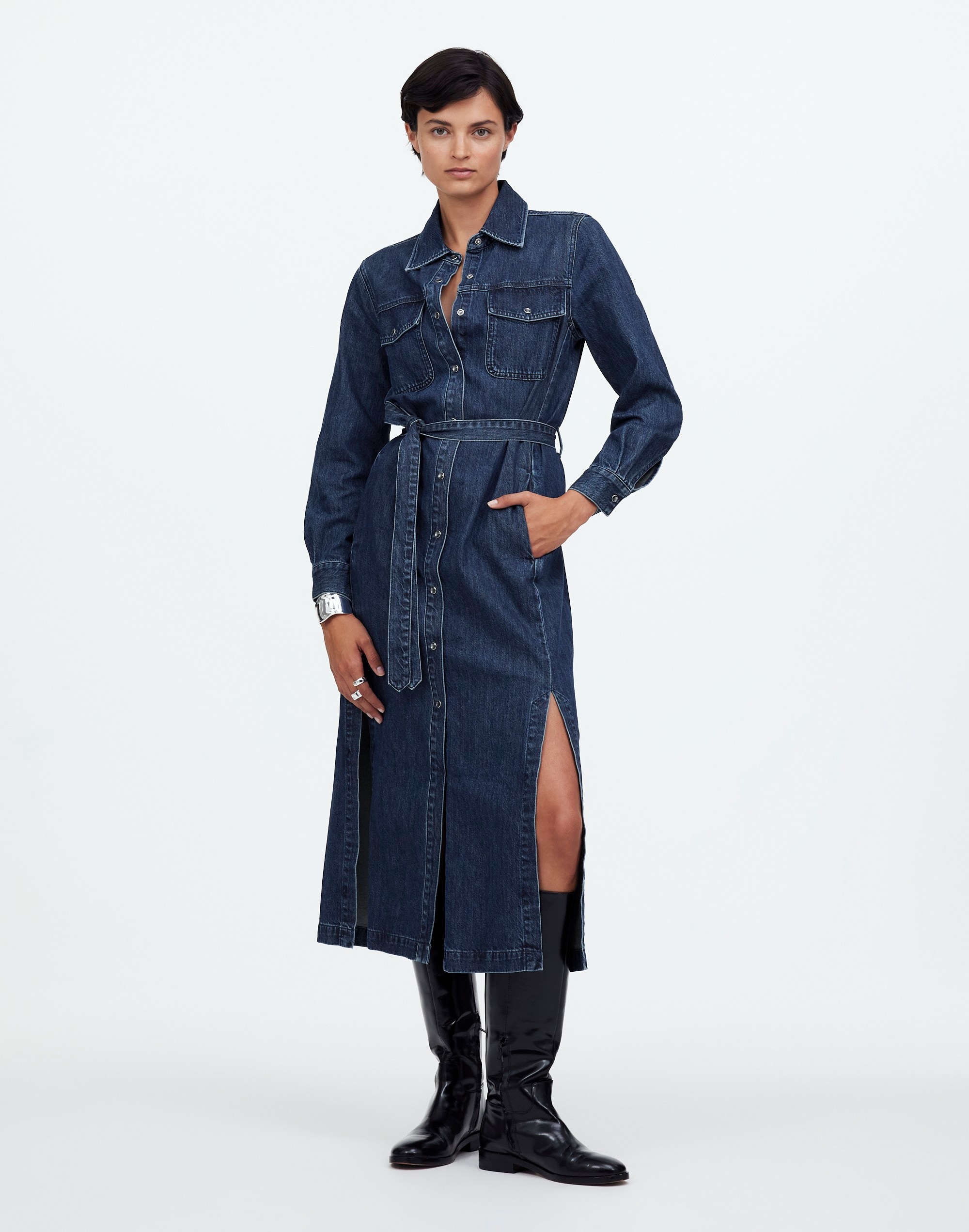 Denim Tie-Waist Midi Shirtdress Avenida Wash | Madewell