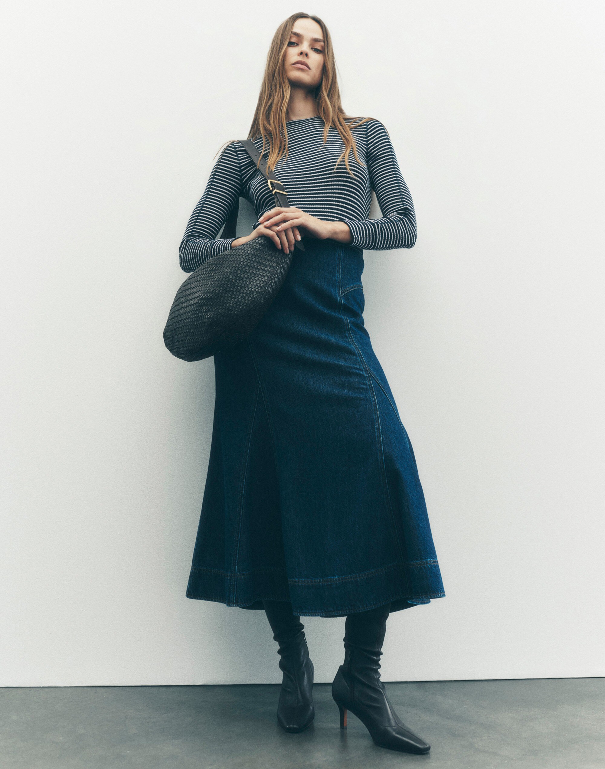 Denim Midi Circle Skirt in Avonmore Wash: Airy Denim Edition