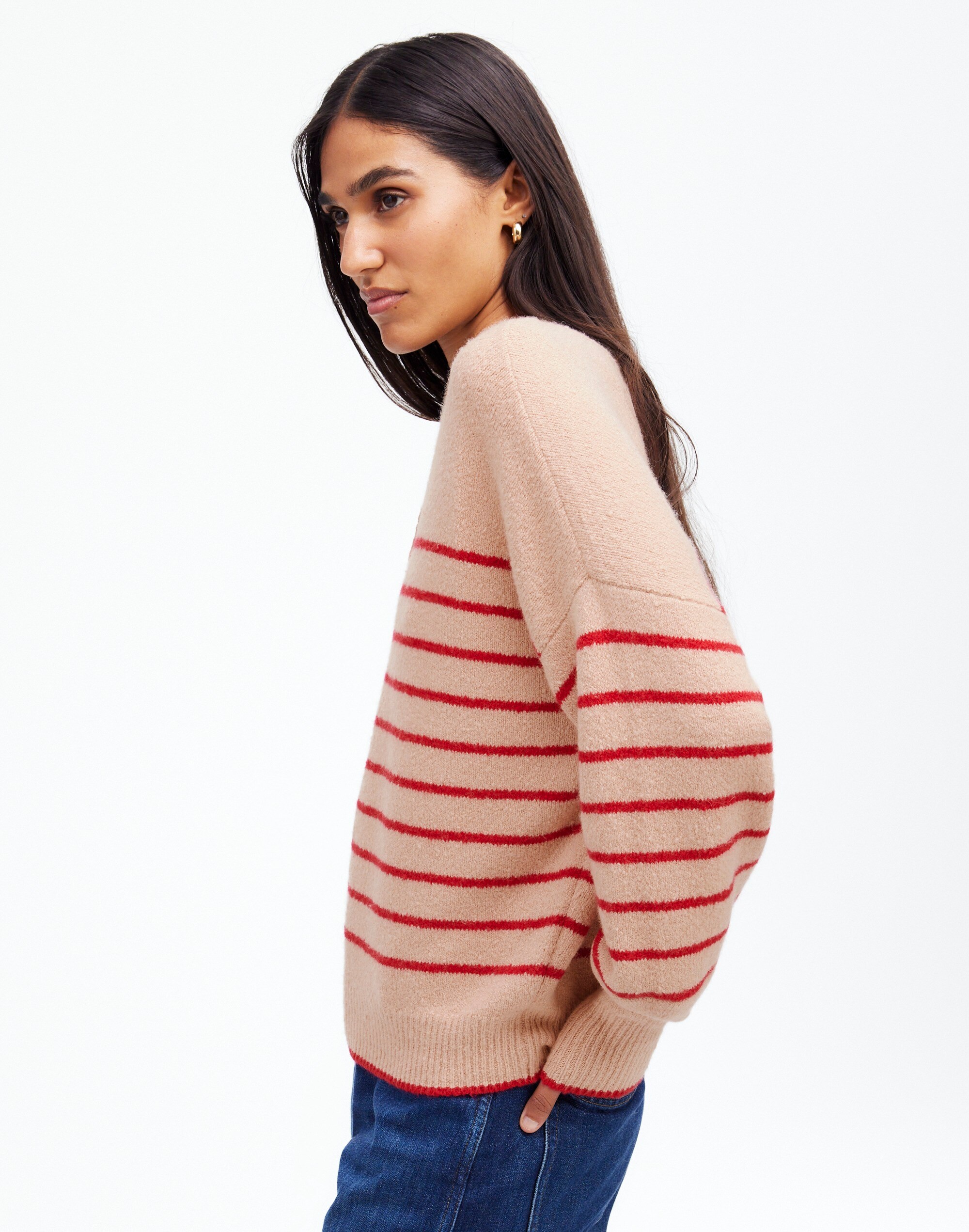 Wedged V-Neck Sweater Stripe | Madewell