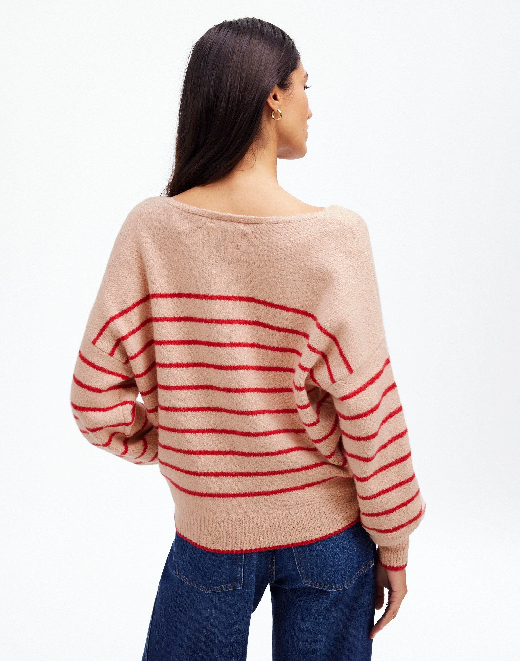 Wedged V-Neck Sweater Stripe | Madewell