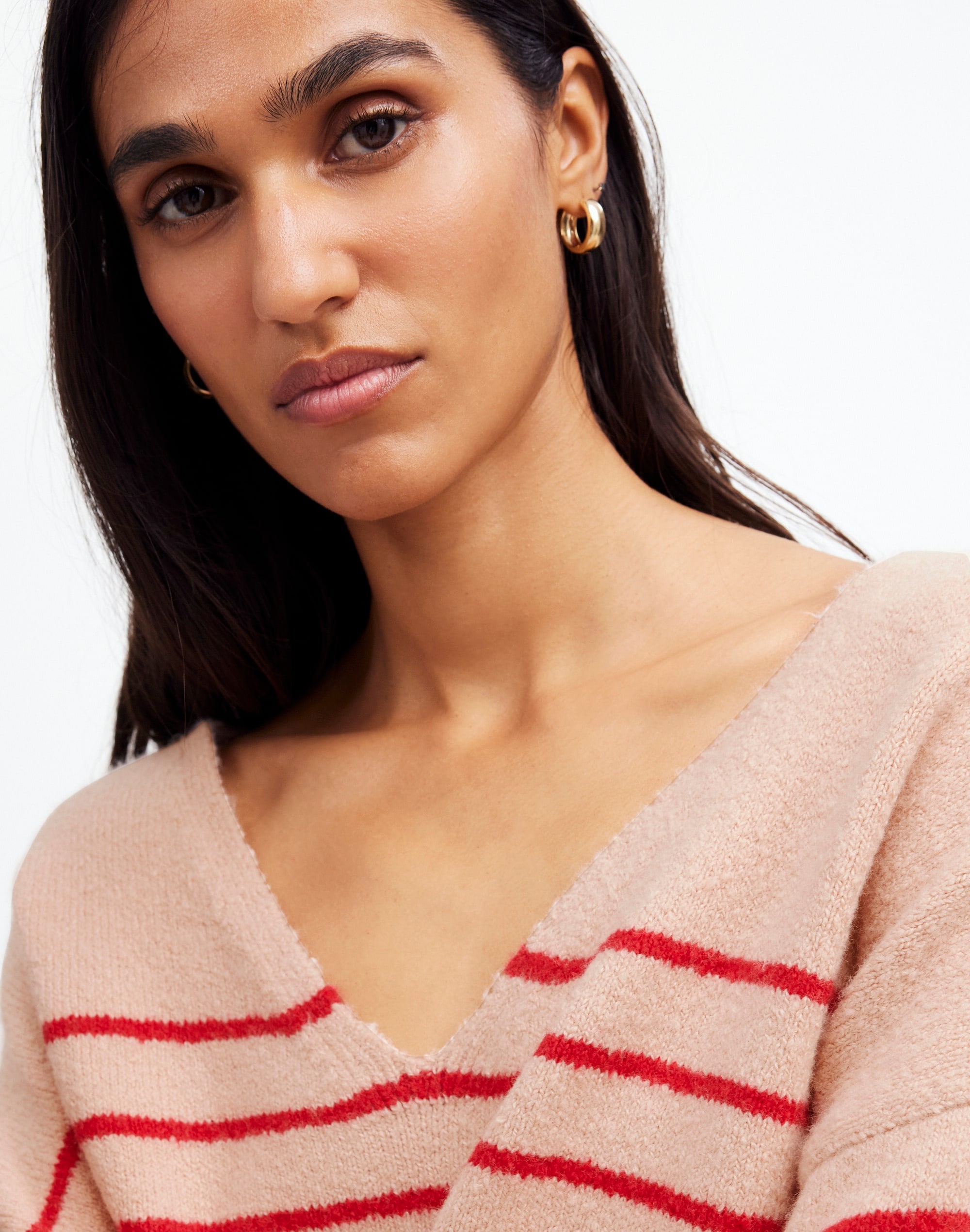 Wedged V-Neck Sweater Stripe | Madewell