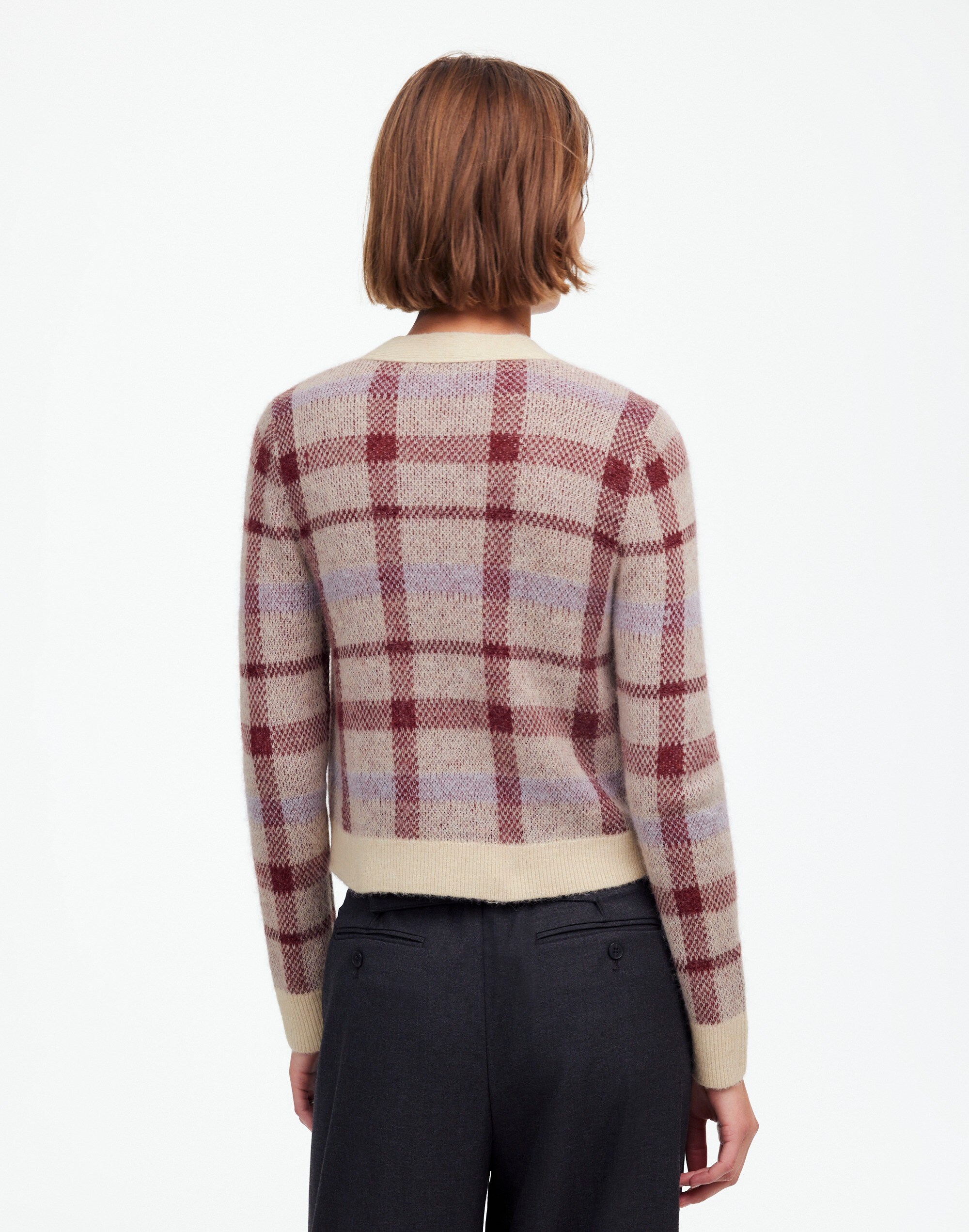 Alpaca-Blend V-Neck Cardigan Plaid | Madewell