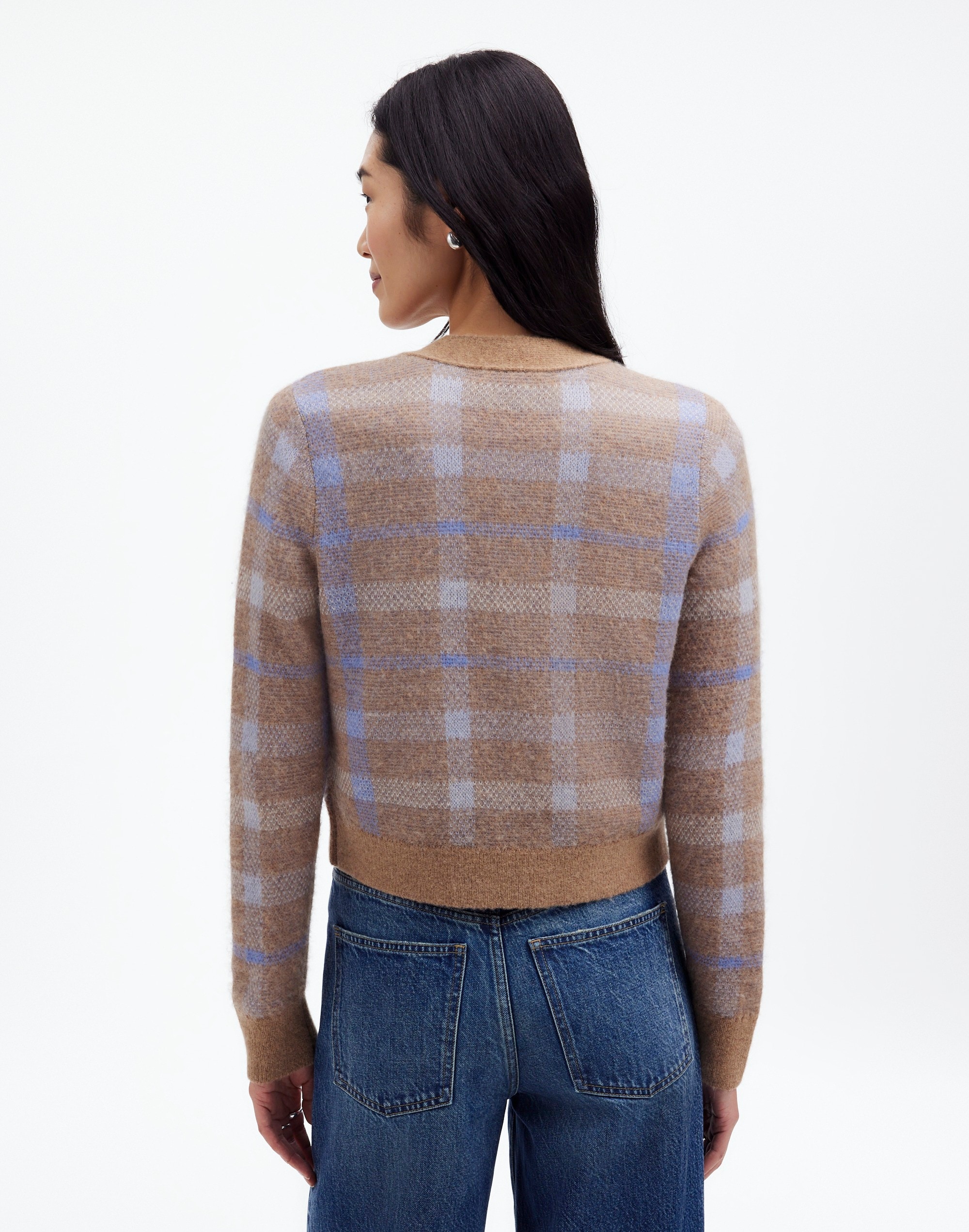 Alpaca-Blend V-Neck Cardigan Plaid | Madewell