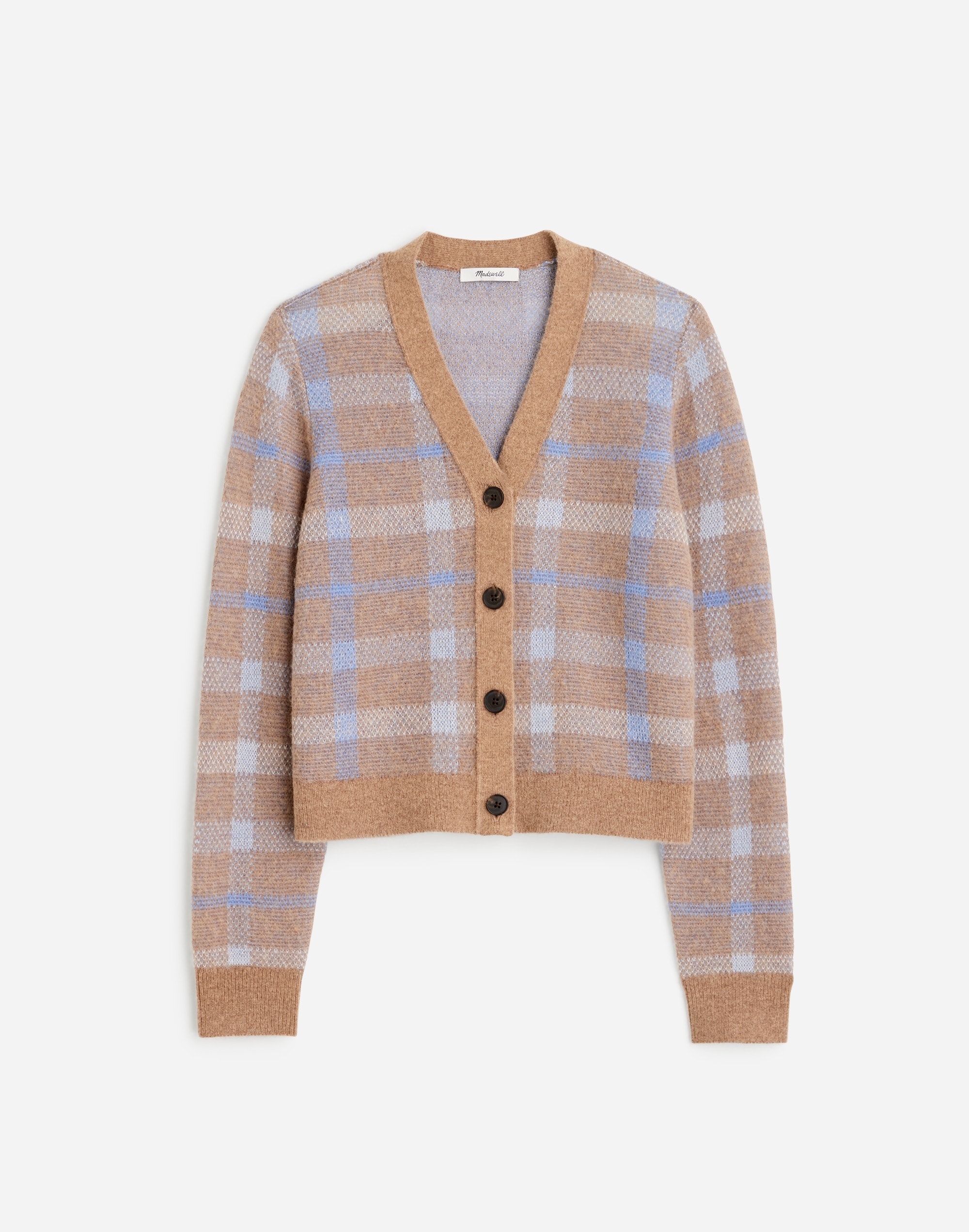 Alpaca-Blend V-Neck Cardigan Plaid | Madewell