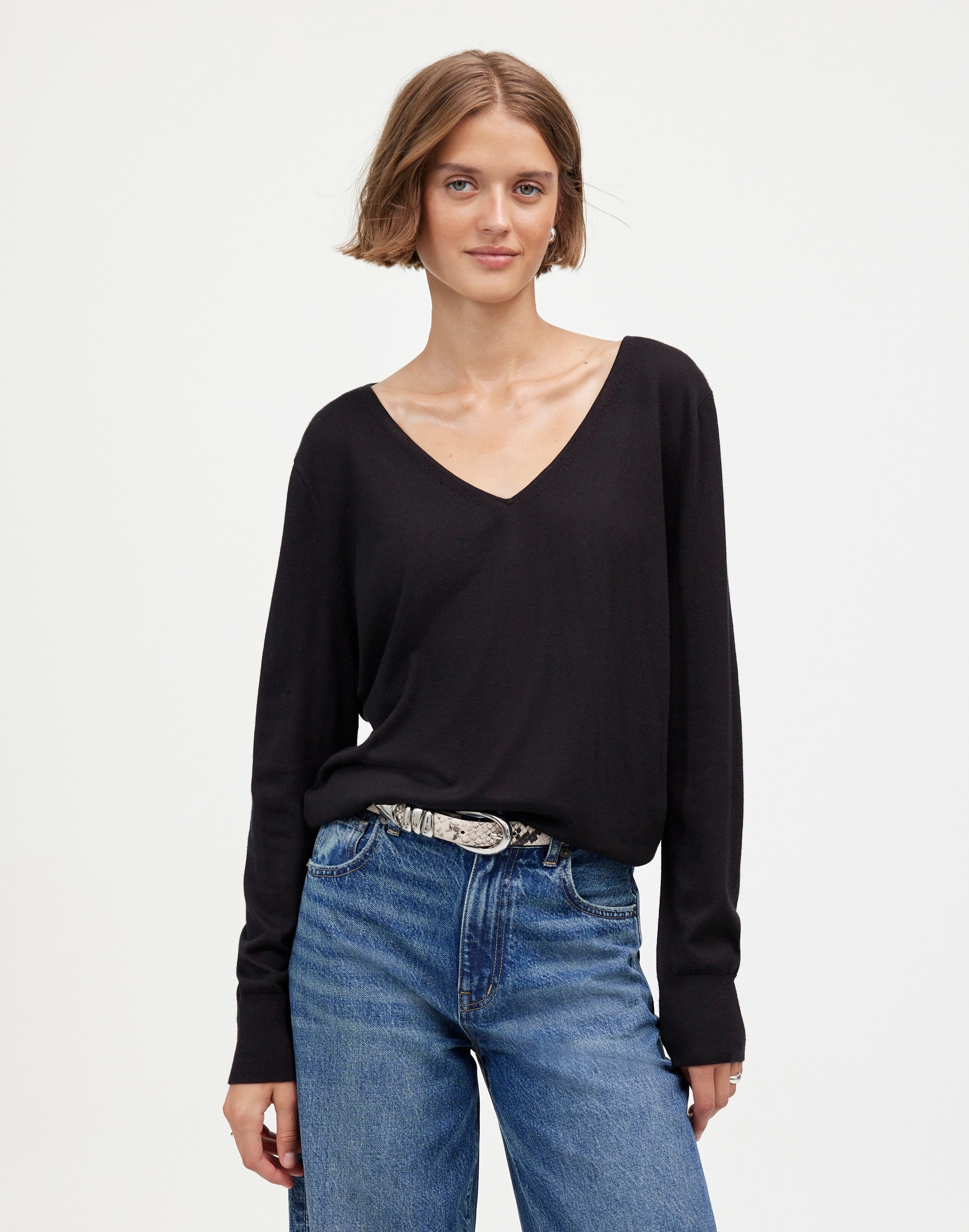 Merino Wool-Silk Blend V-Neck Sweater | Madewell