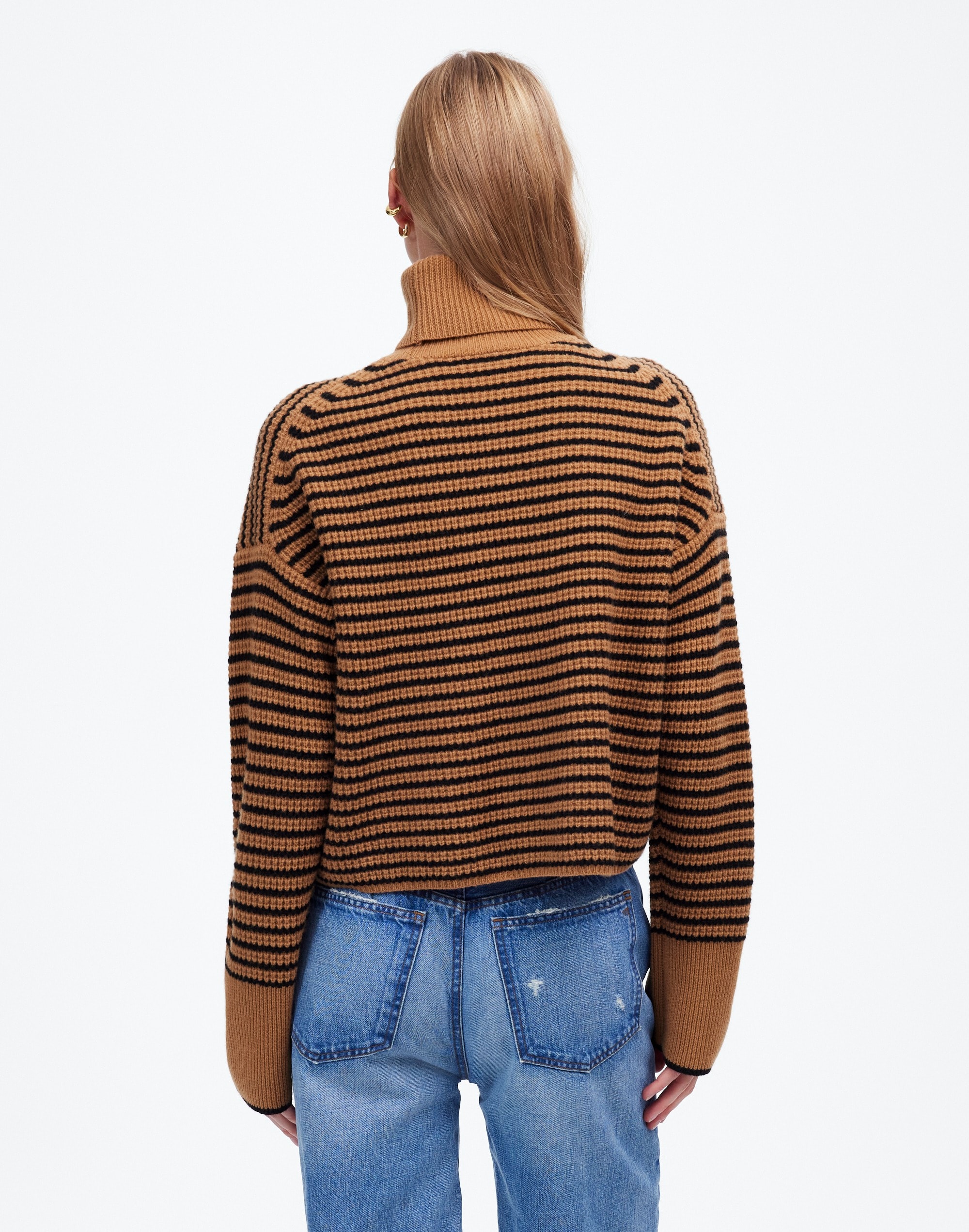 Wool Waffle-Knit Turtleneck Stripe | Madewell