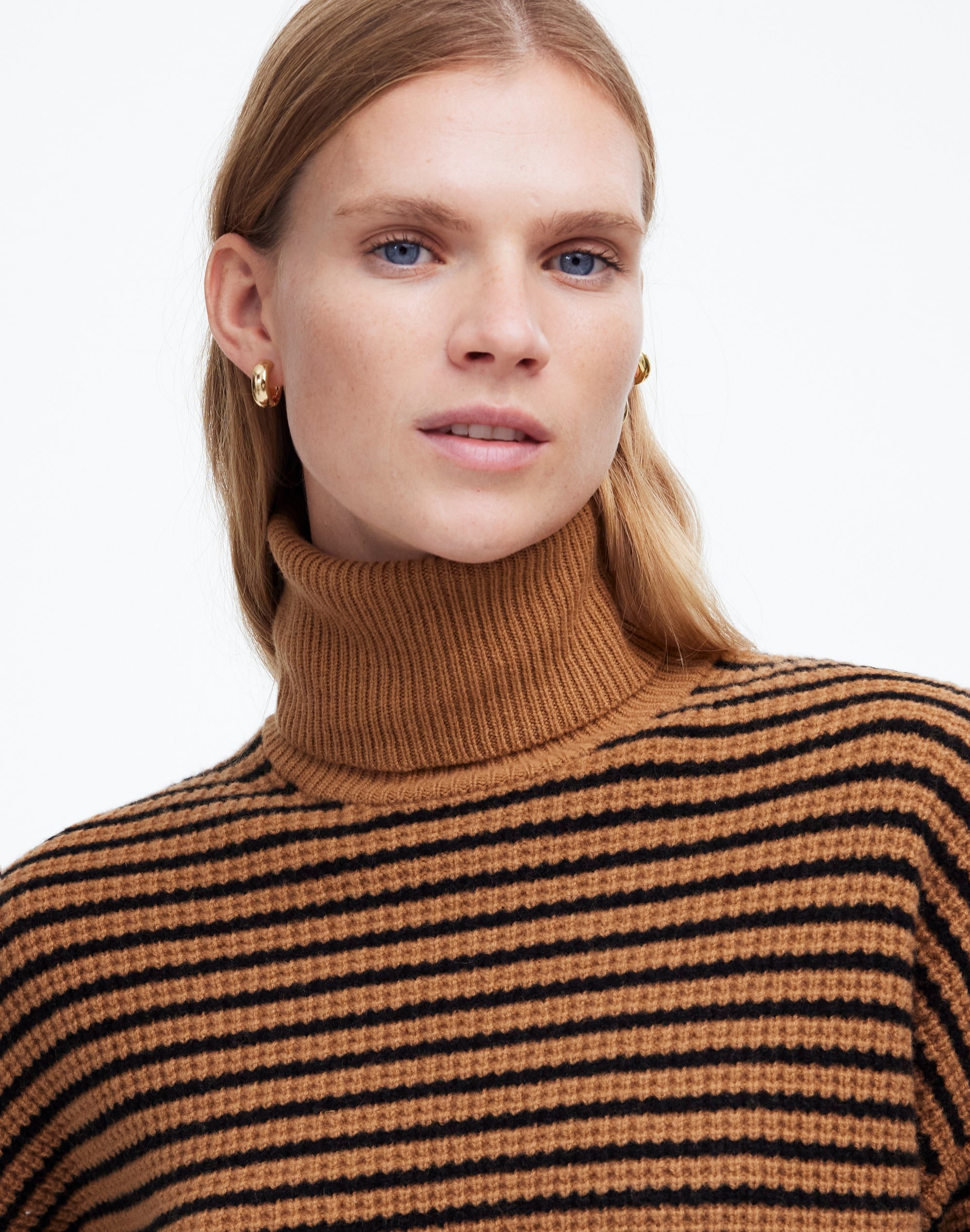 Wool Waffle-Knit Turtleneck Stripe | Madewell