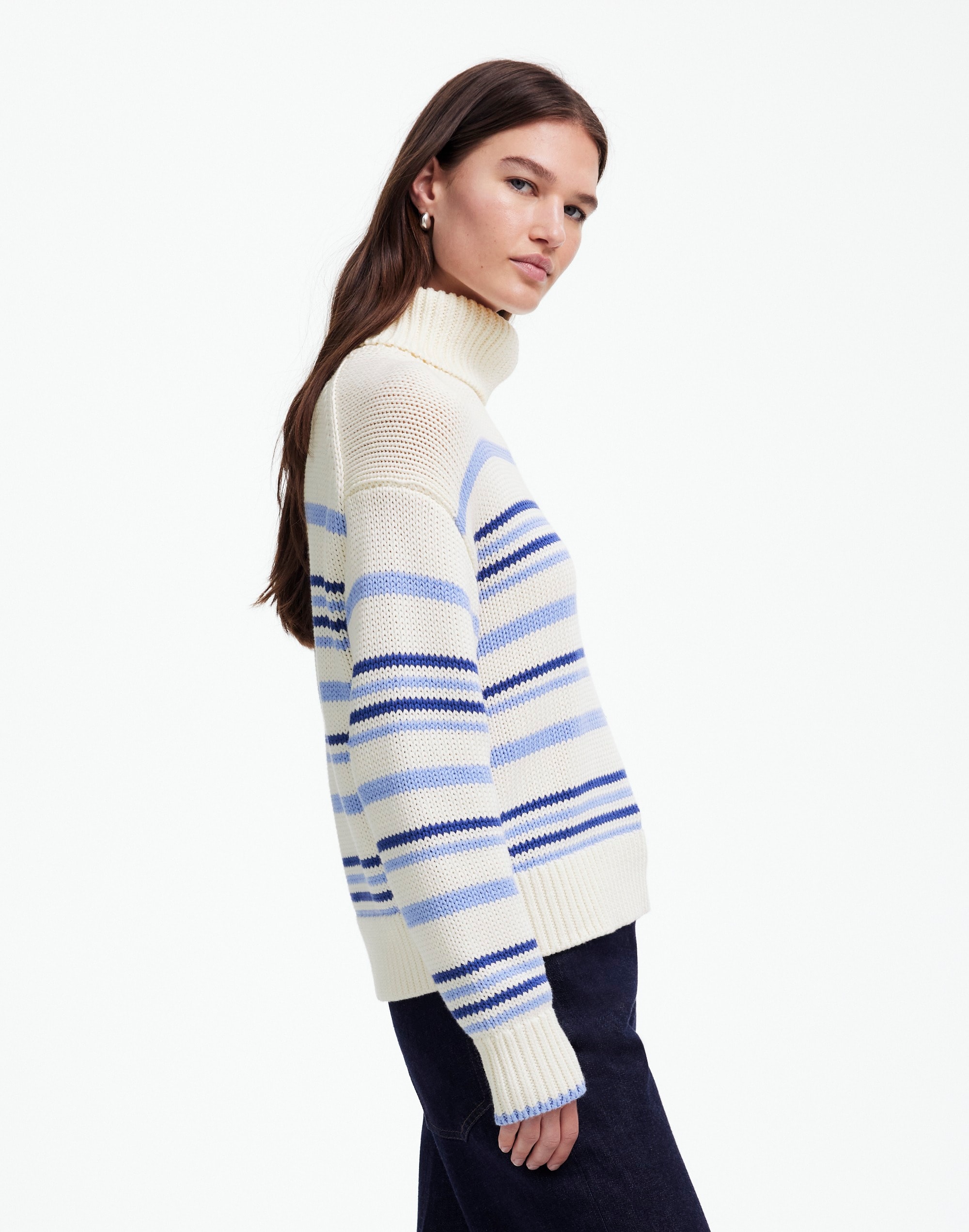 Ribbed Cotton Turtleneck Sweater Stripe | Madewell