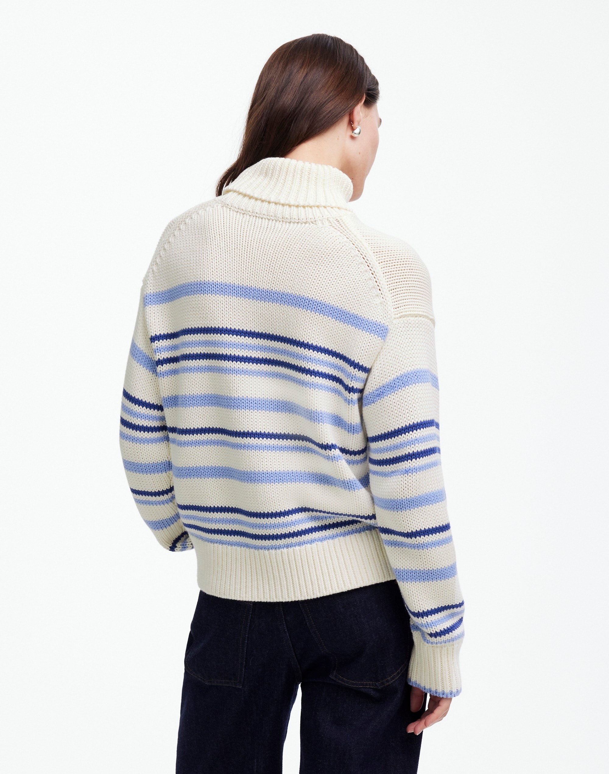 Ribbed Cotton Turtleneck Sweater Stripe | Madewell