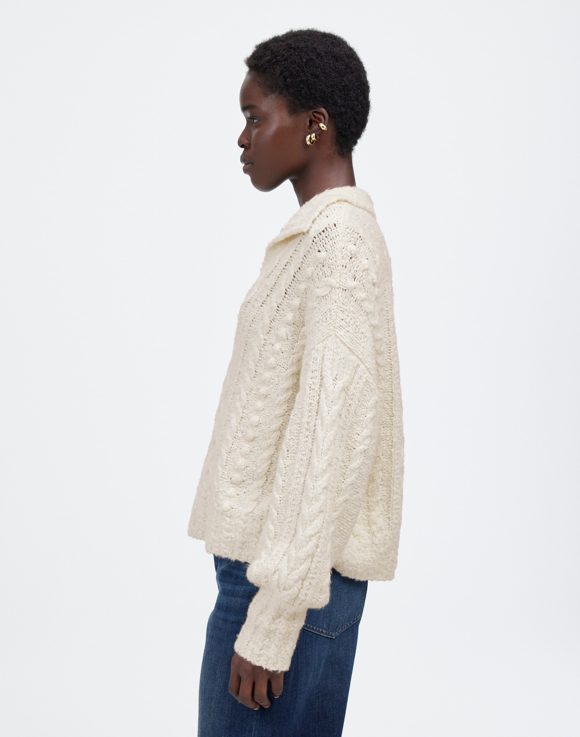 Cotton-Merino Wool Blend Cable-Knit Sweater | Madewell