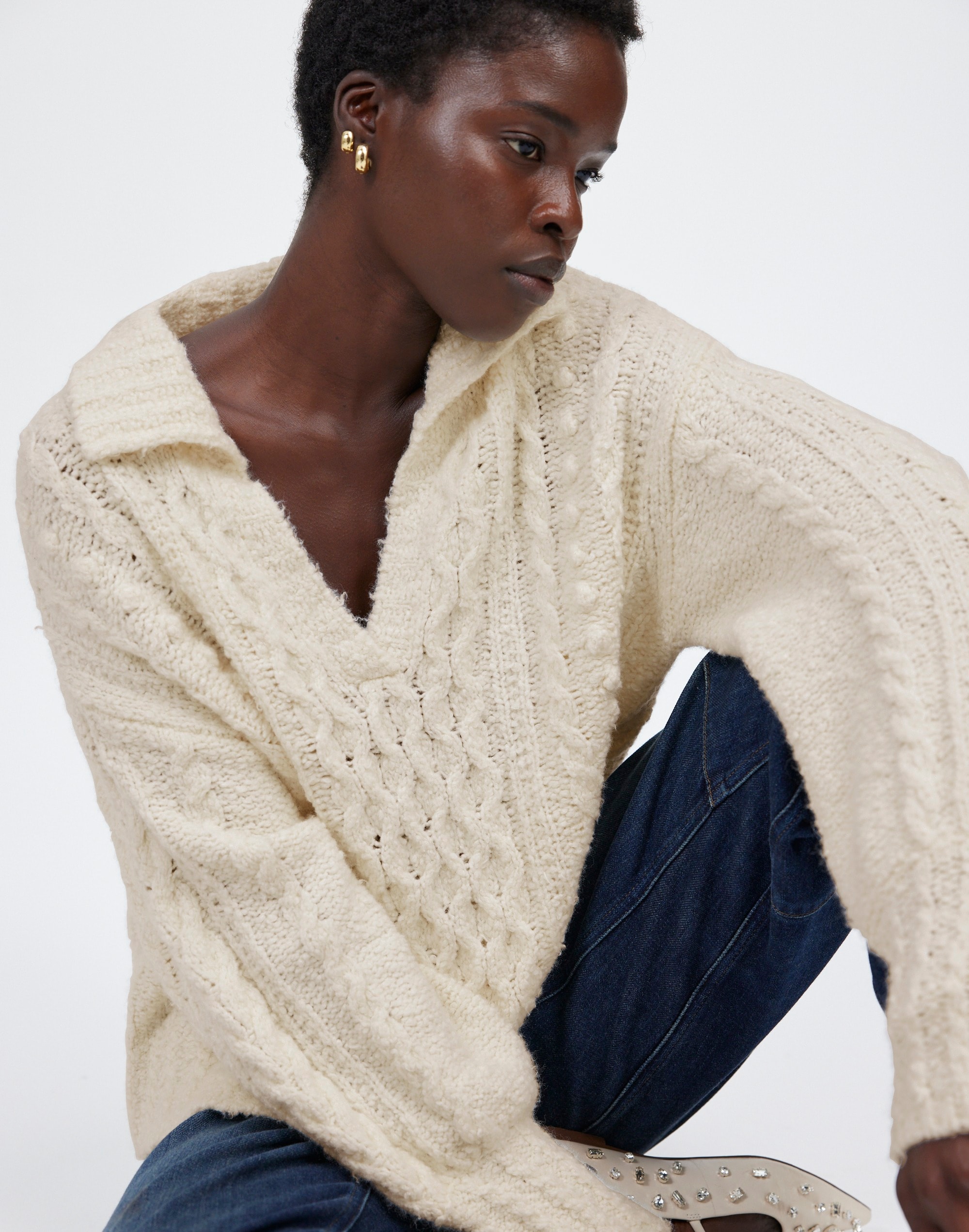 Cotton-Merino Wool Blend Cable-Knit Sweater | Madewell