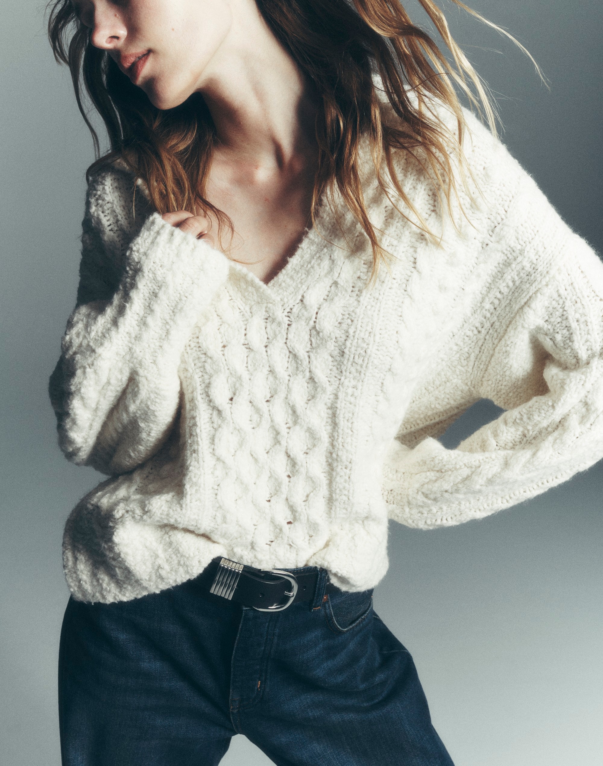 Cotton-Merino Wool Blend Cable-Knit Sweater | Madewell