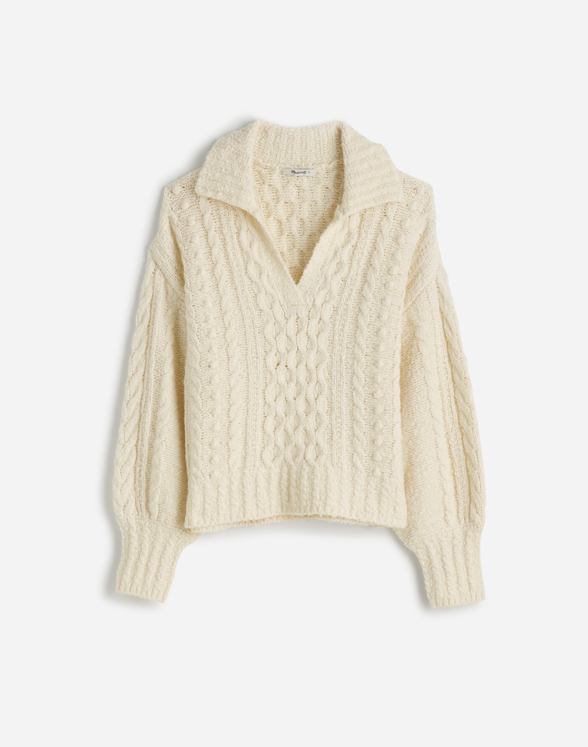 Cotton-Merino Wool Blend Cable-Knit Sweater | Madewell