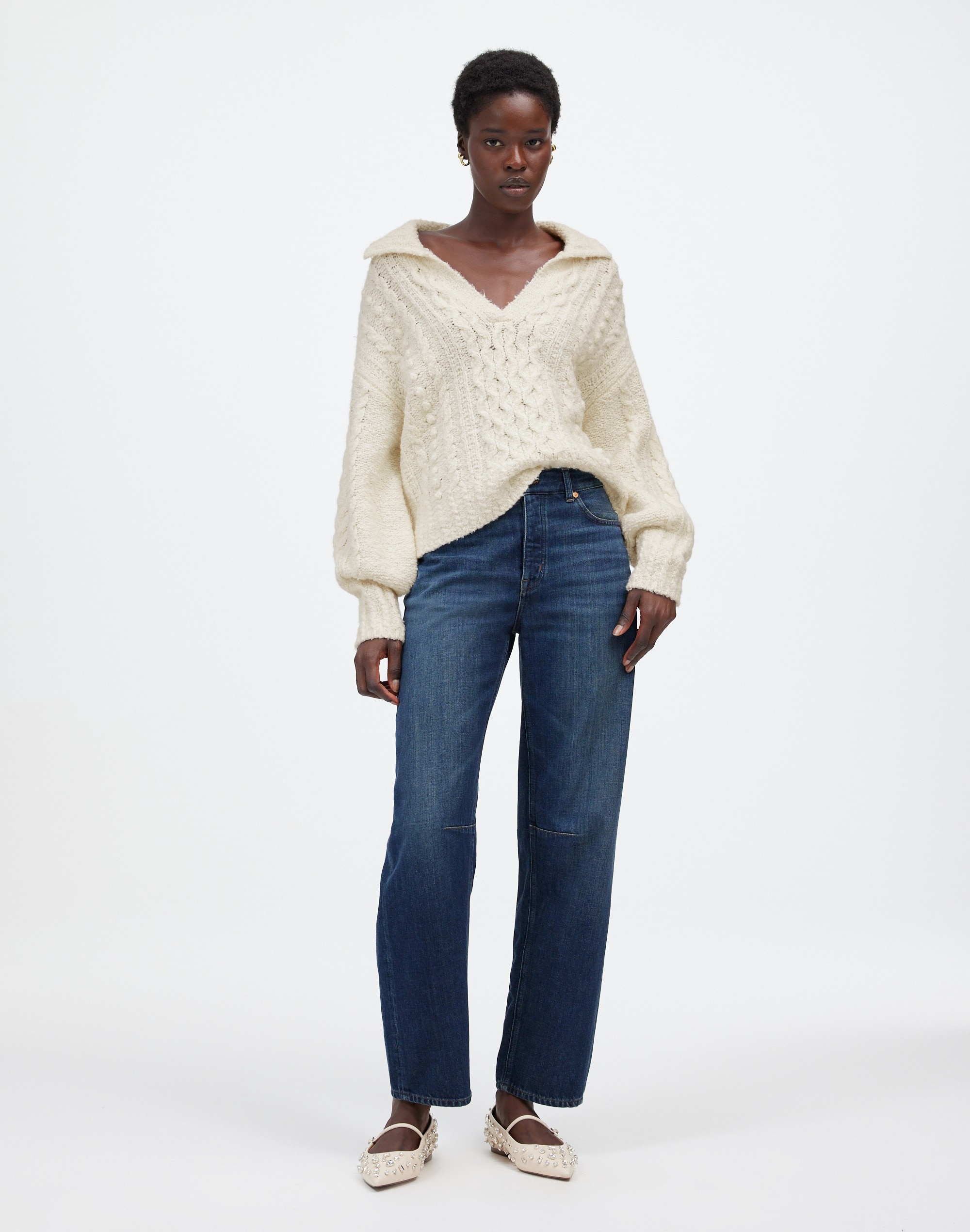 Cotton-Merino Wool Blend Cable-Knit Sweater | Madewell