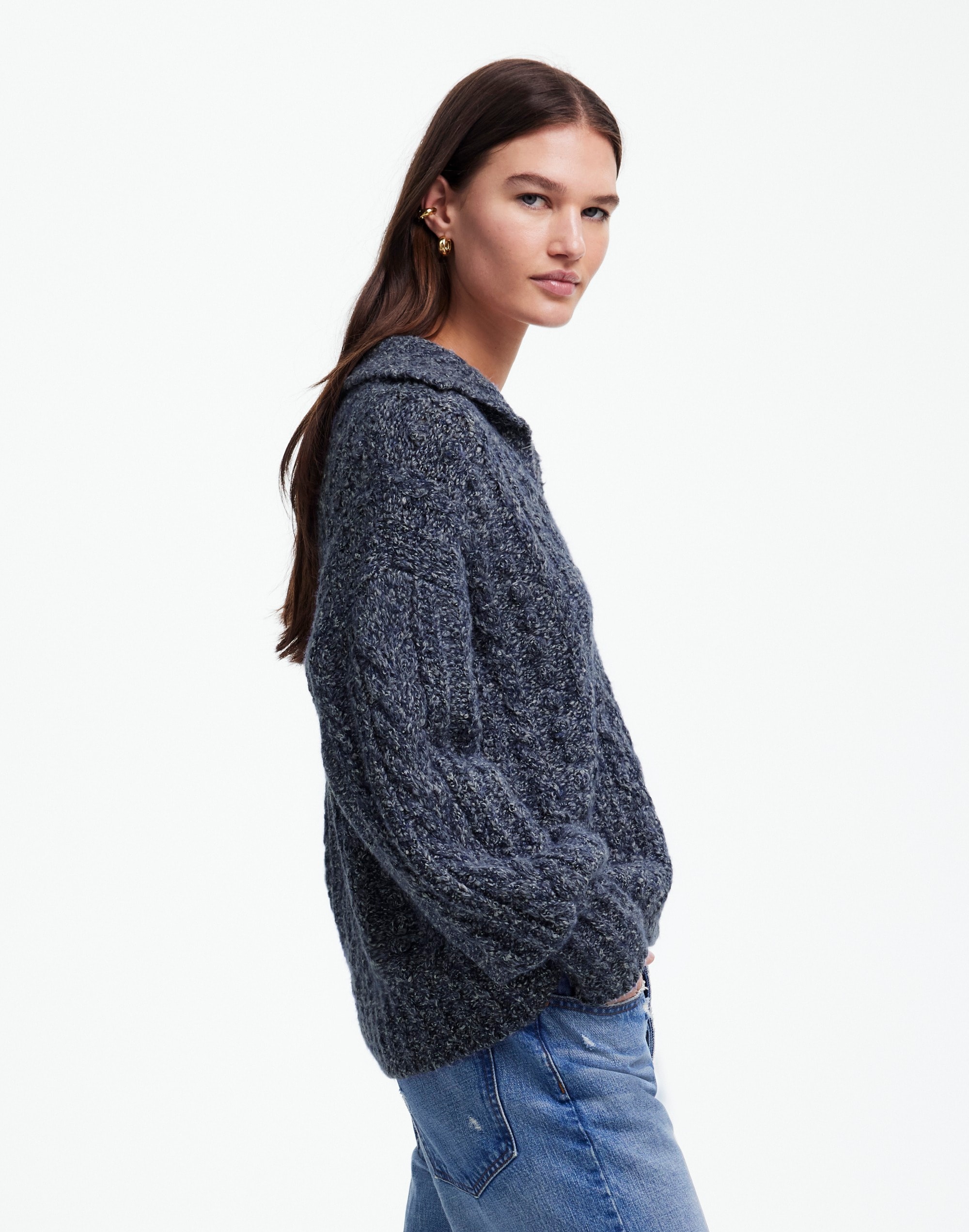 Cotton-Merino Wool Blend Cable-Knit Sweater | Madewell