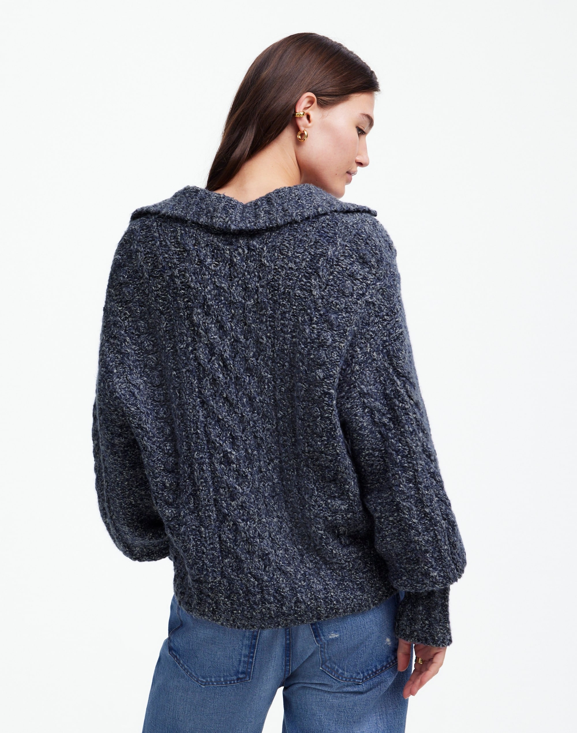 Cotton-Merino Wool Blend Cable-Knit Sweater | Madewell