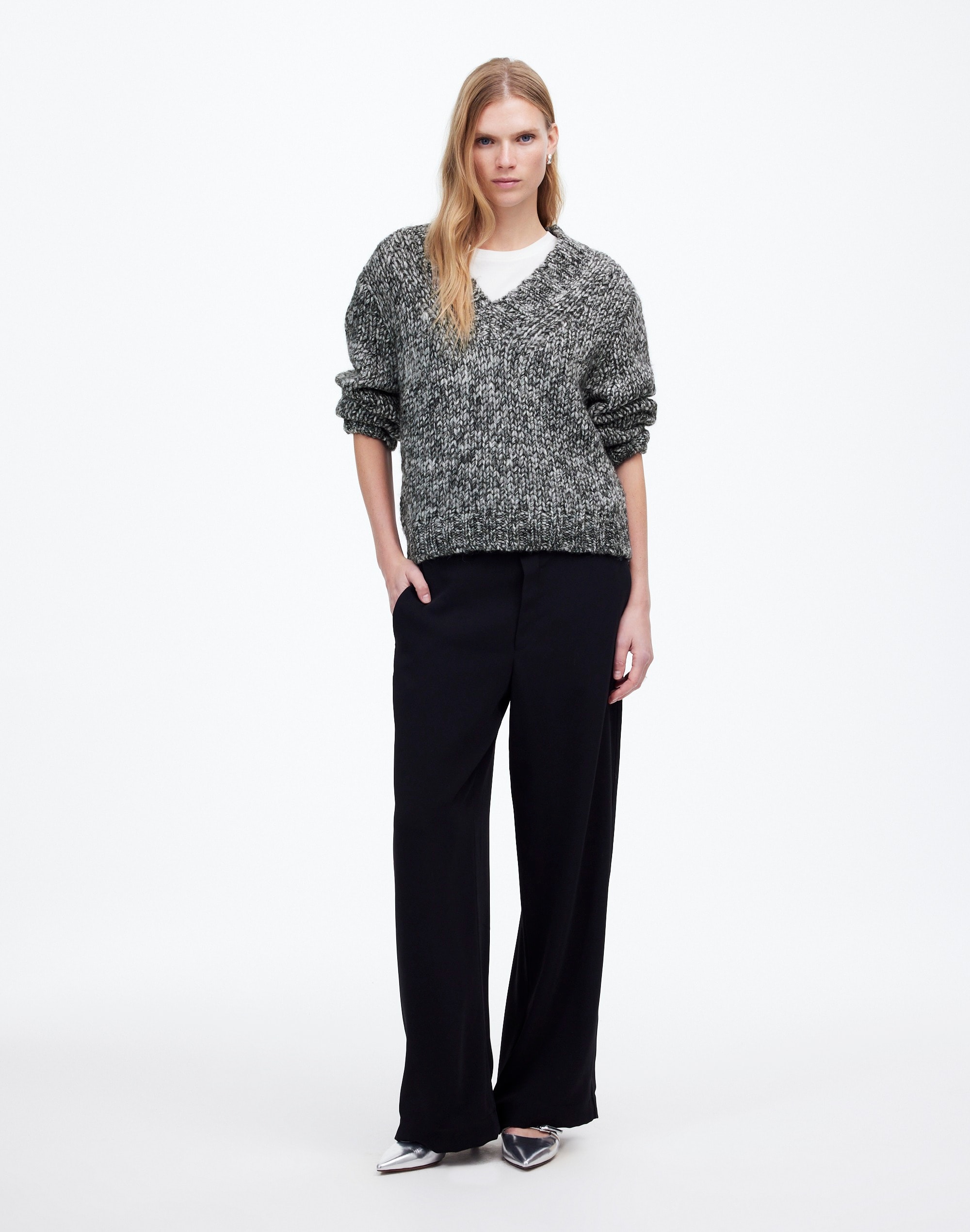 Marled Chunky V-Neck Sweater | Madewell