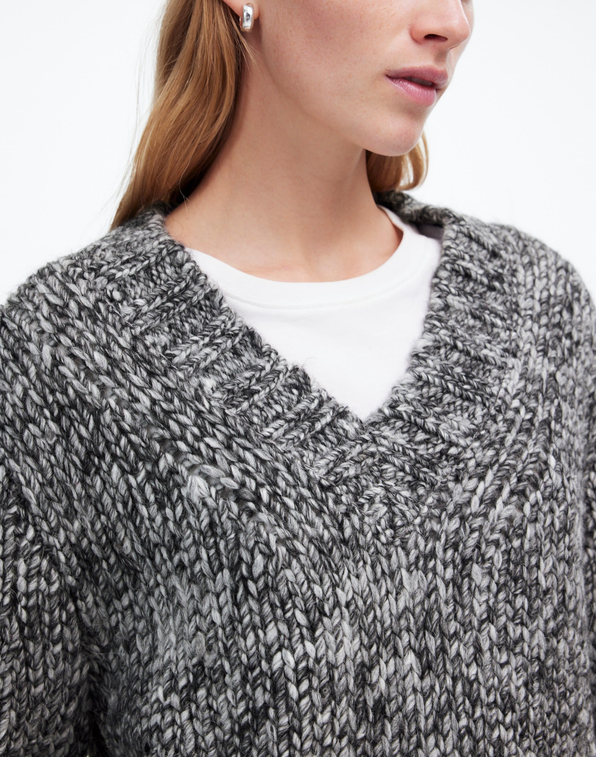 Marled Chunky V-Neck Sweater | Madewell