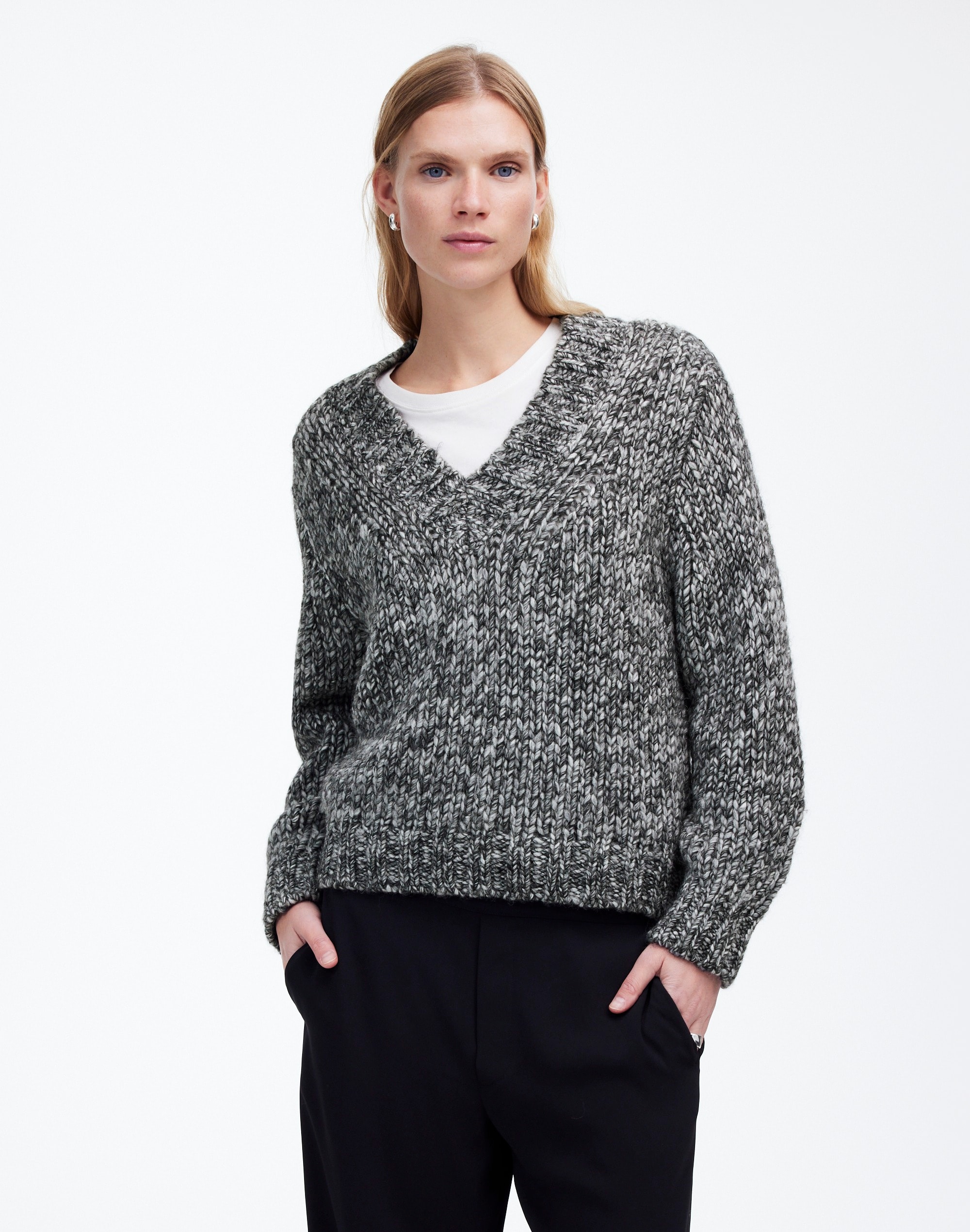 Marled Chunky V-Neck Sweater | Madewell