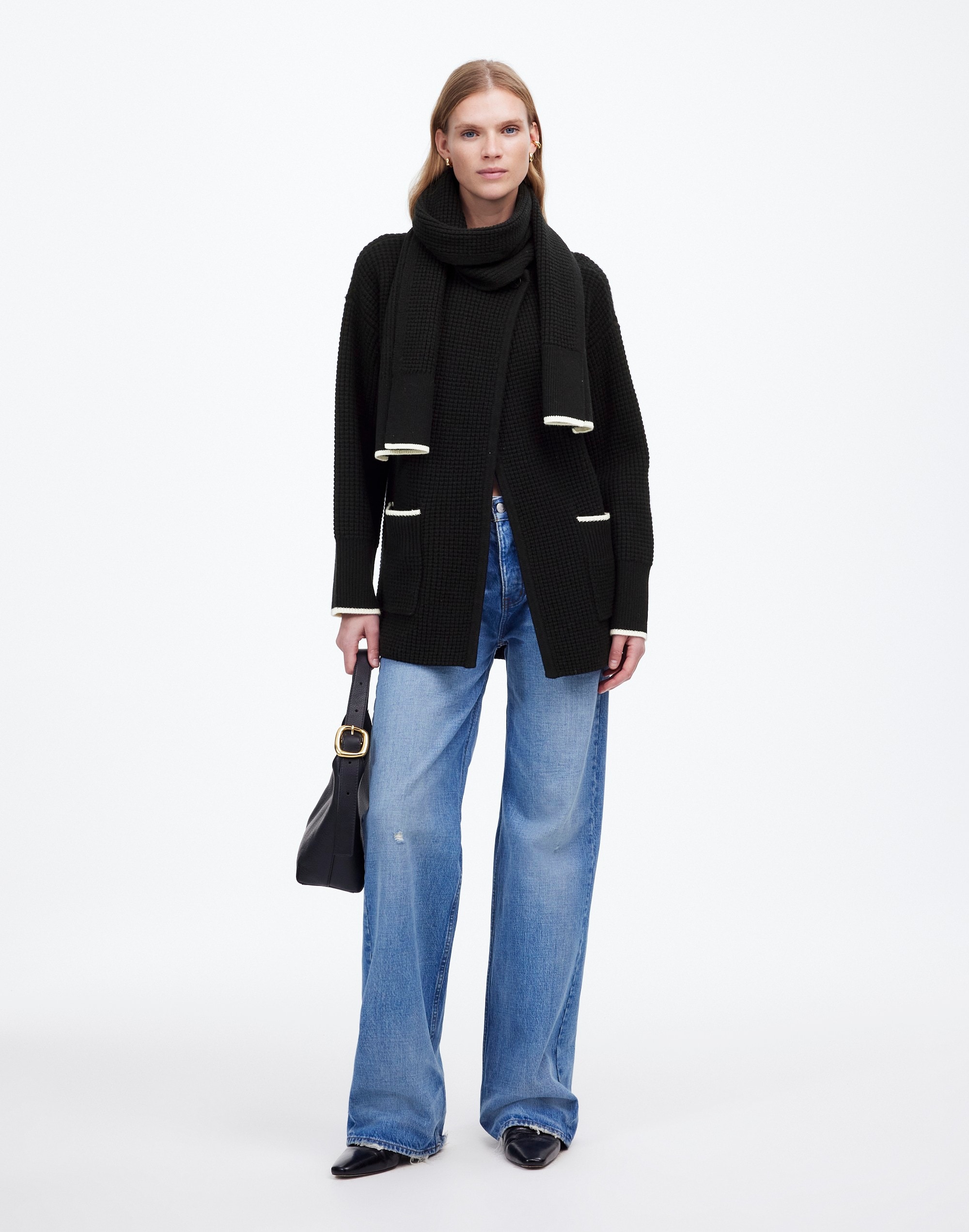 Merino Wool-Blend Scarf Sweater Jacket | Madewell