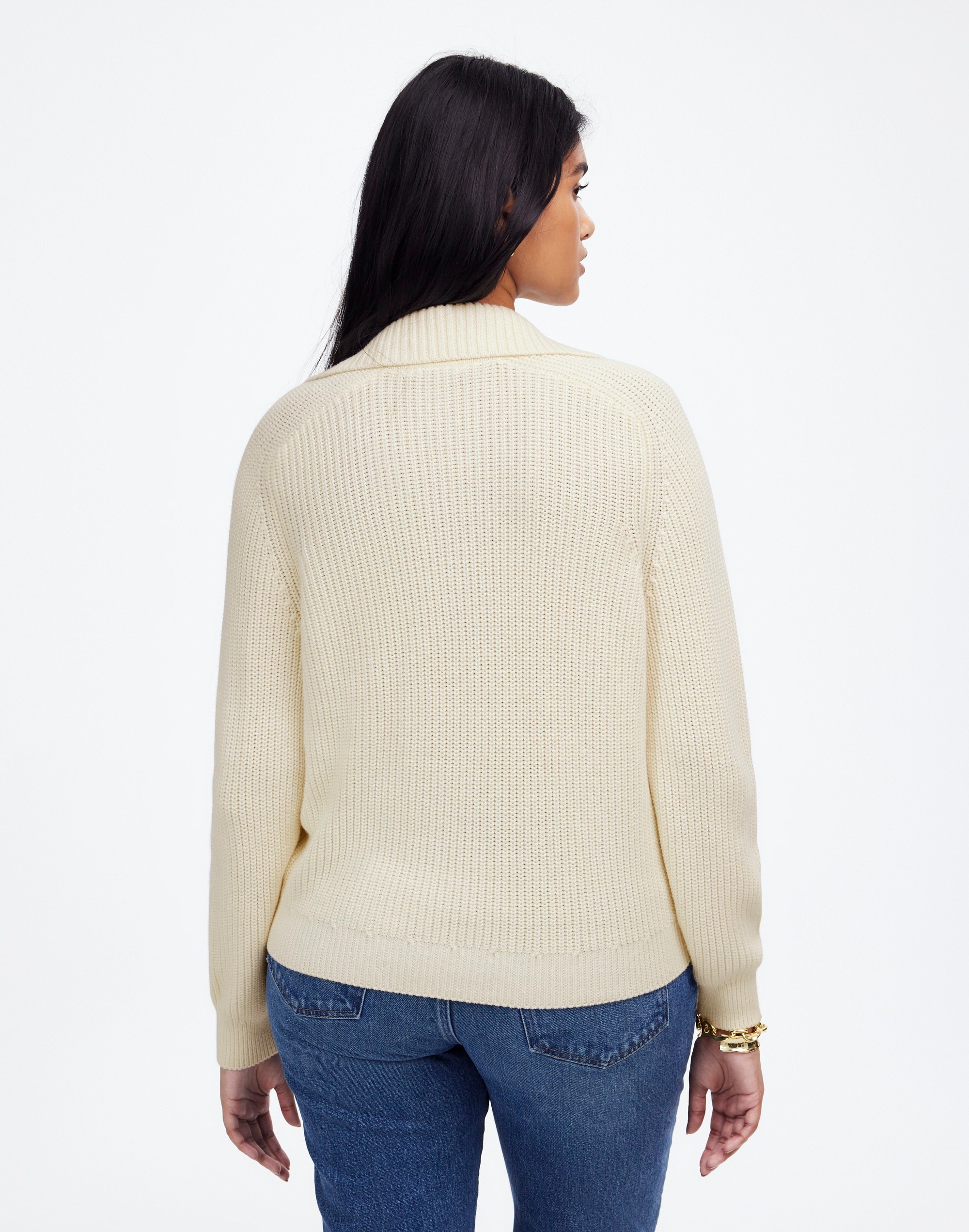 Shaker-Stitch Johnny Collar Sweater | Madewell