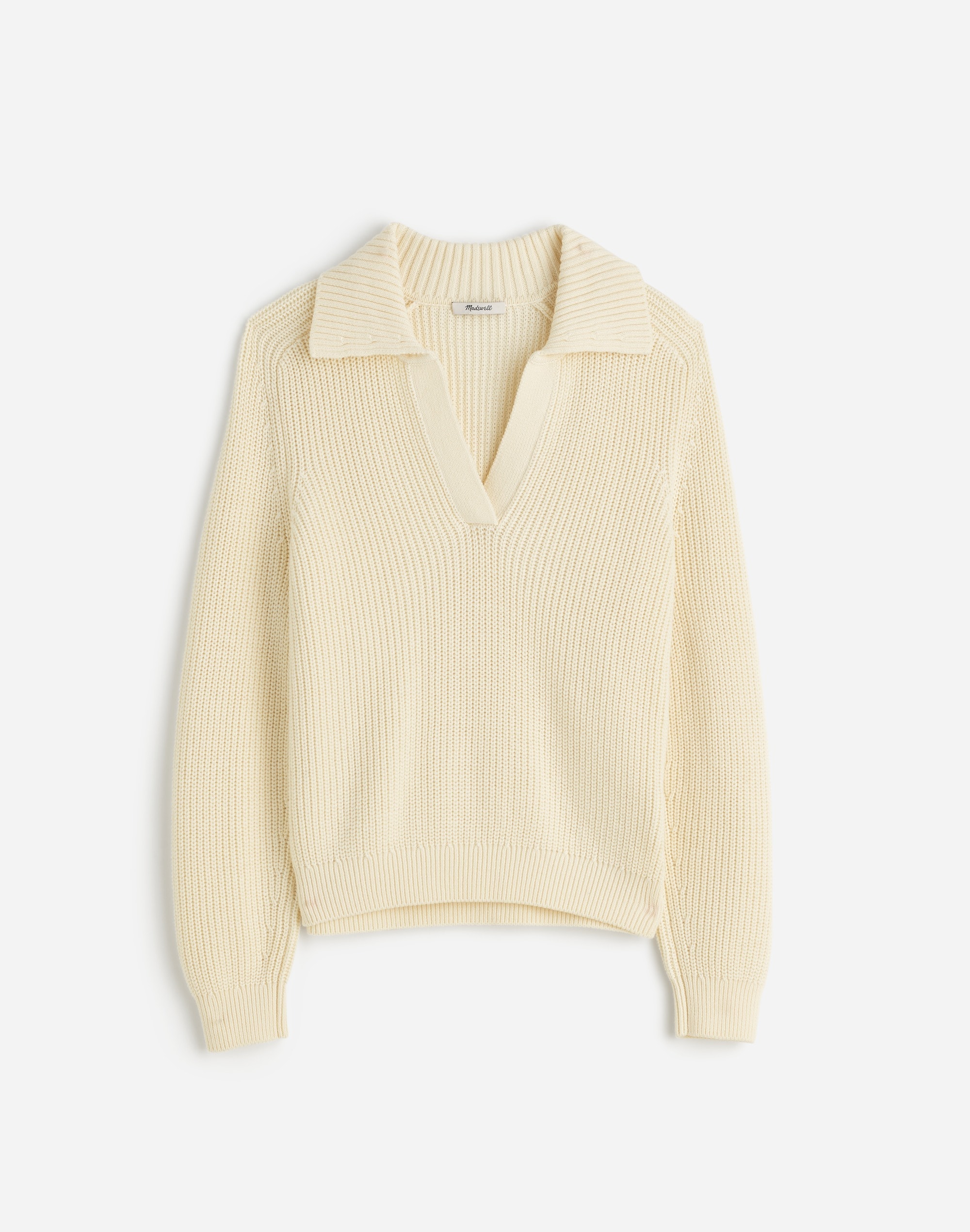 Shaker-Stitch Johnny Collar Sweater | Madewell