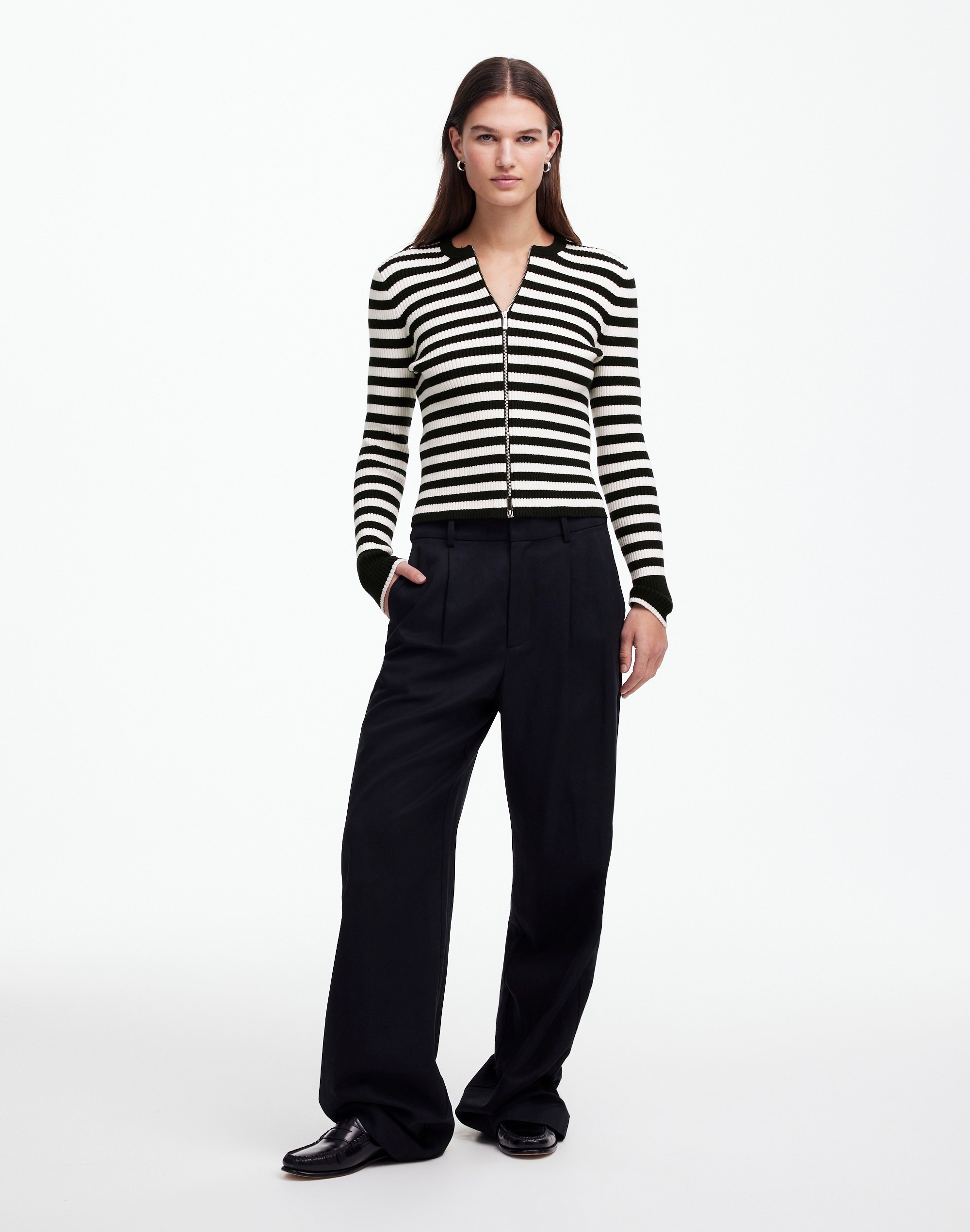 Zip-Front Cardigan Stripe | Madewell