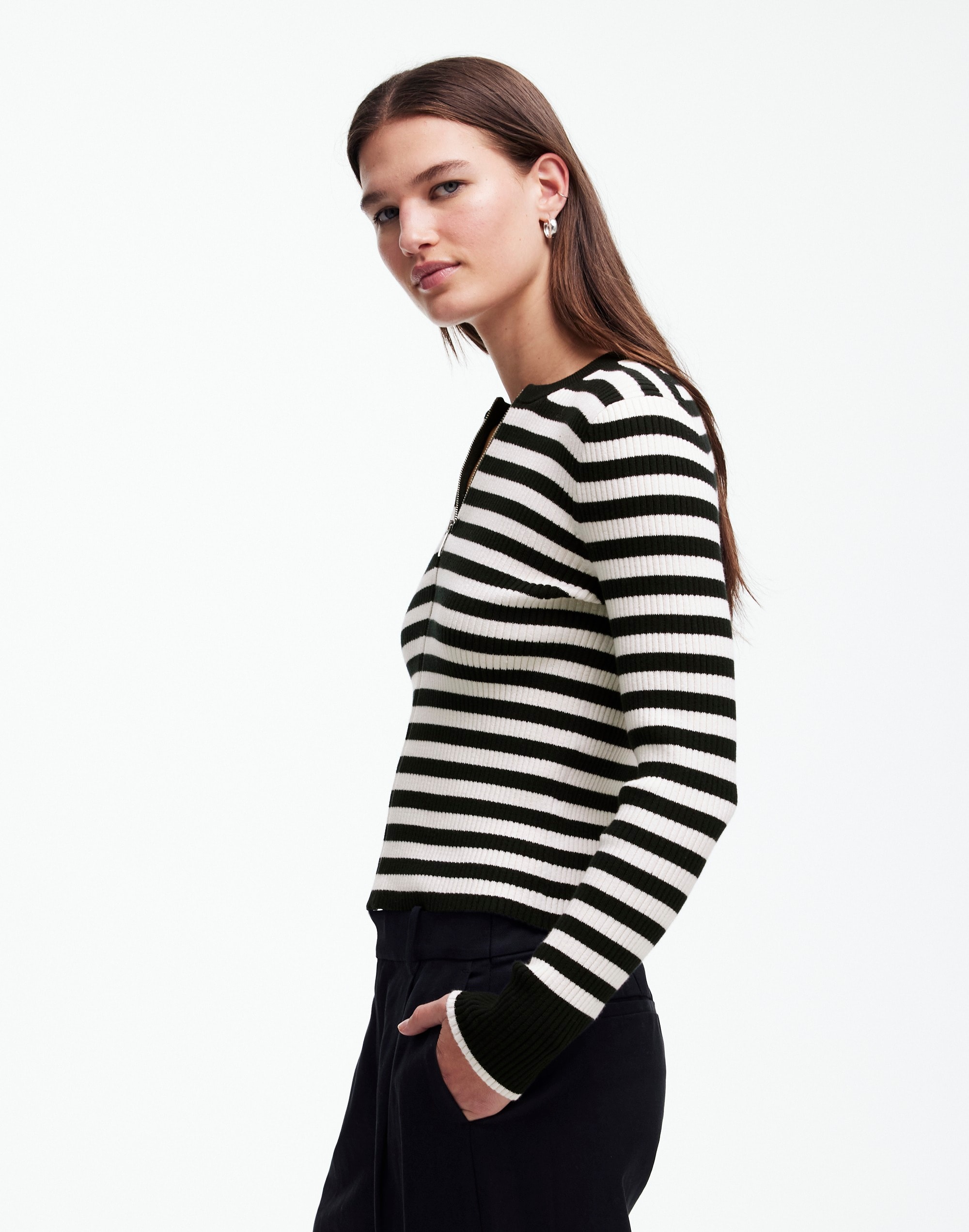 Zip-Front Cardigan Stripe | Madewell