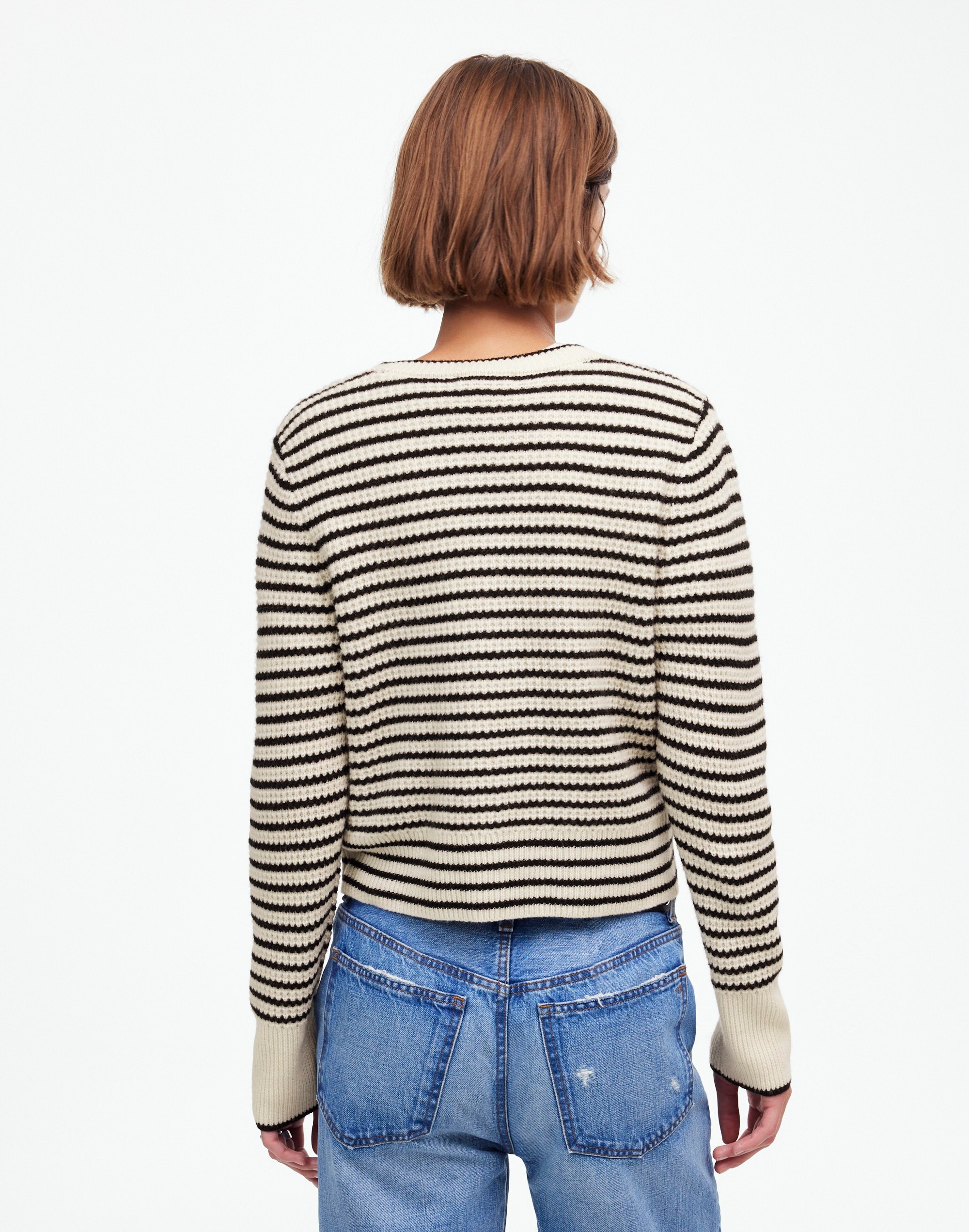 Waffle-Knit Wool Cardigan Stripe | Madewell