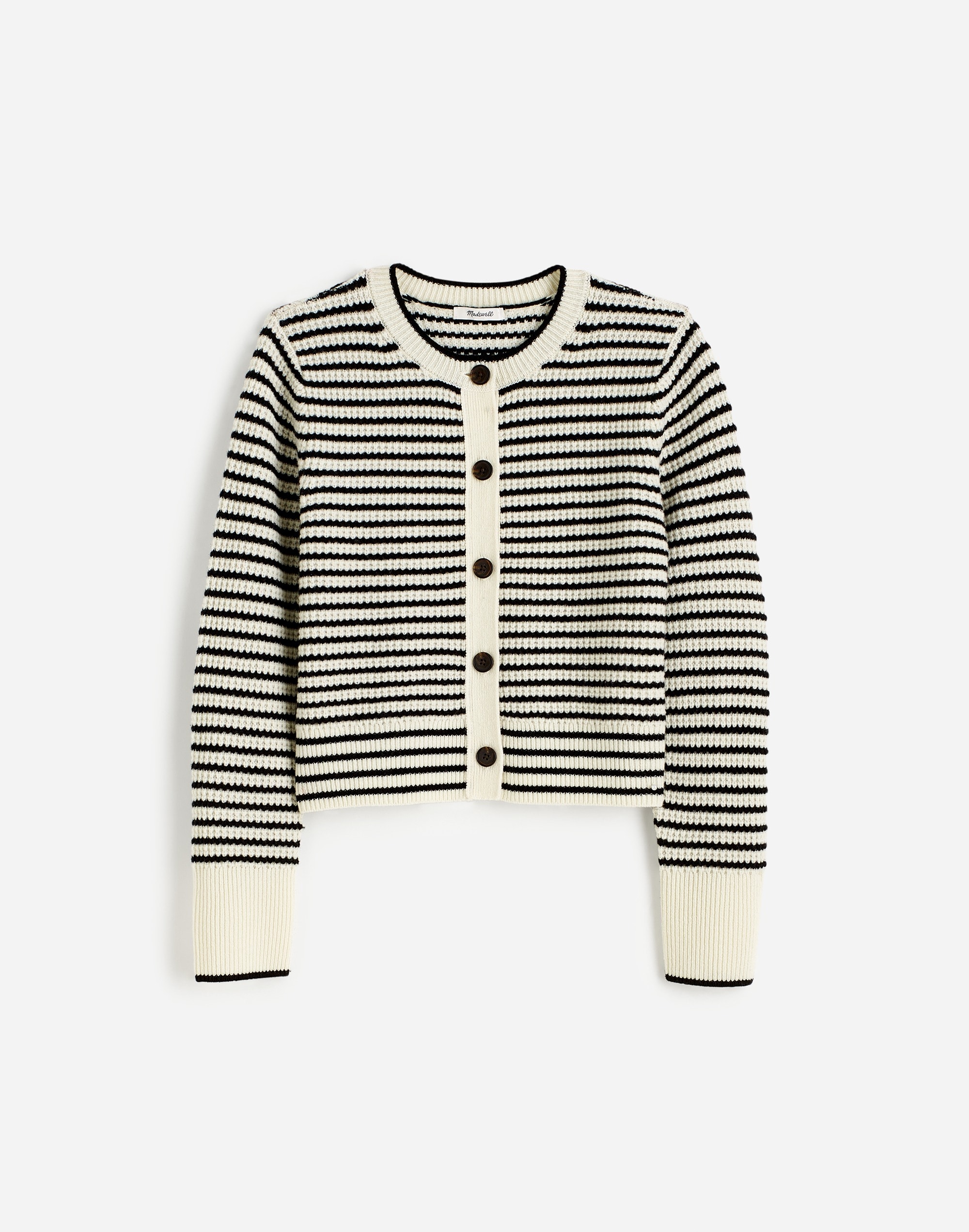 Waffle-Knit Wool Cardigan Stripe | Madewell