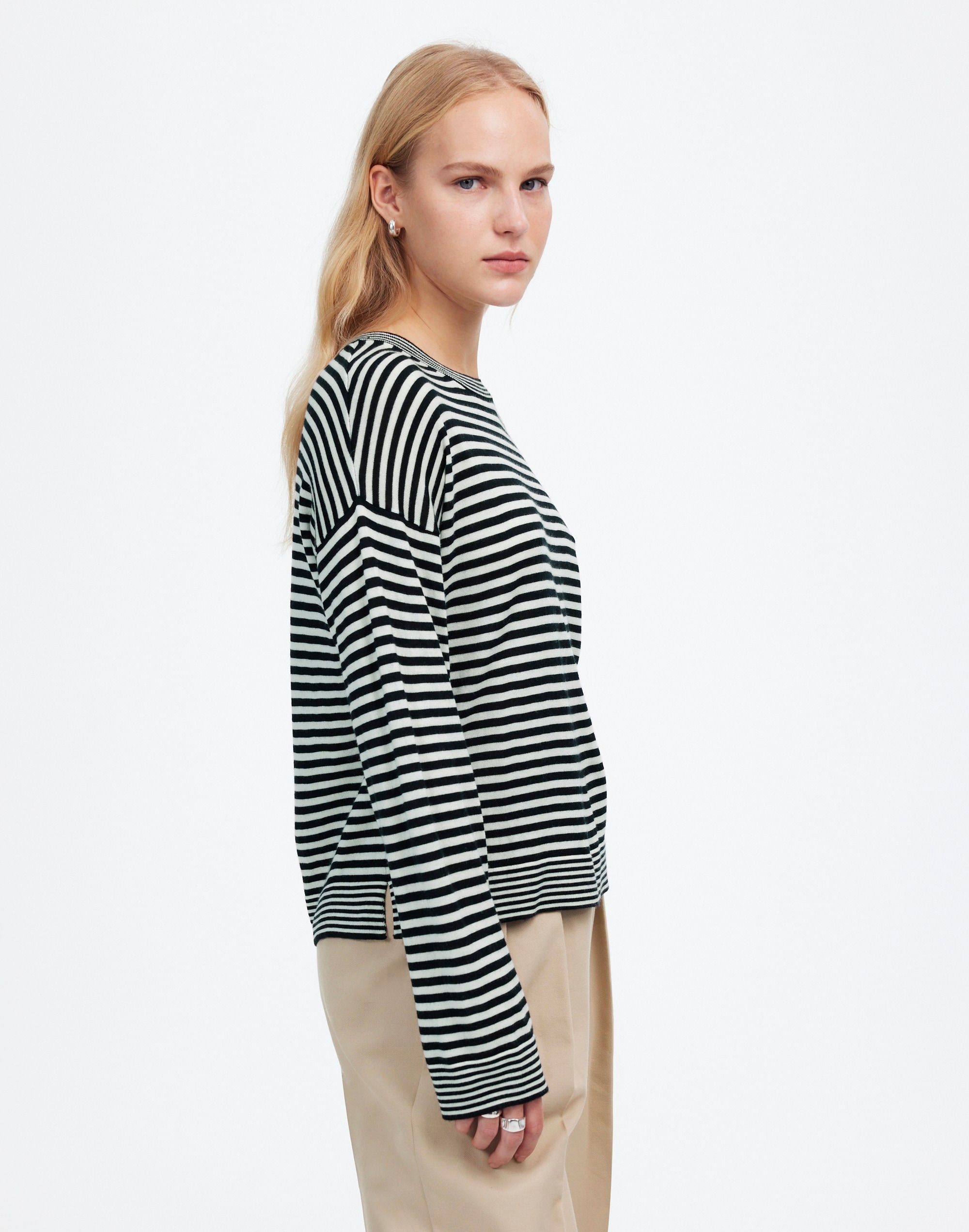 Merino Wool-Silk Blend Crewneck Sweater Stripe | Madewell