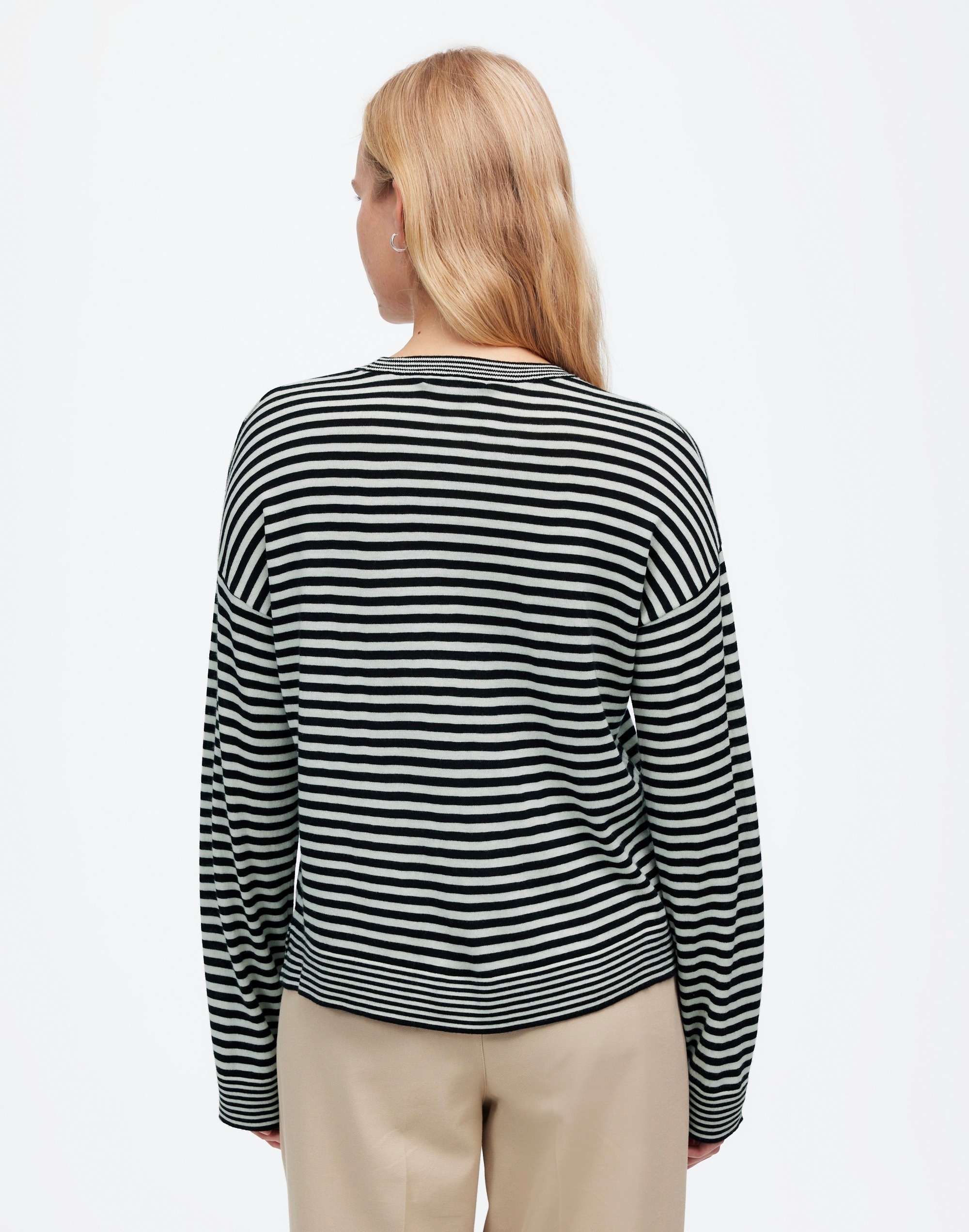 Merino Wool-Silk Blend Crewneck Sweater Stripe | Madewell