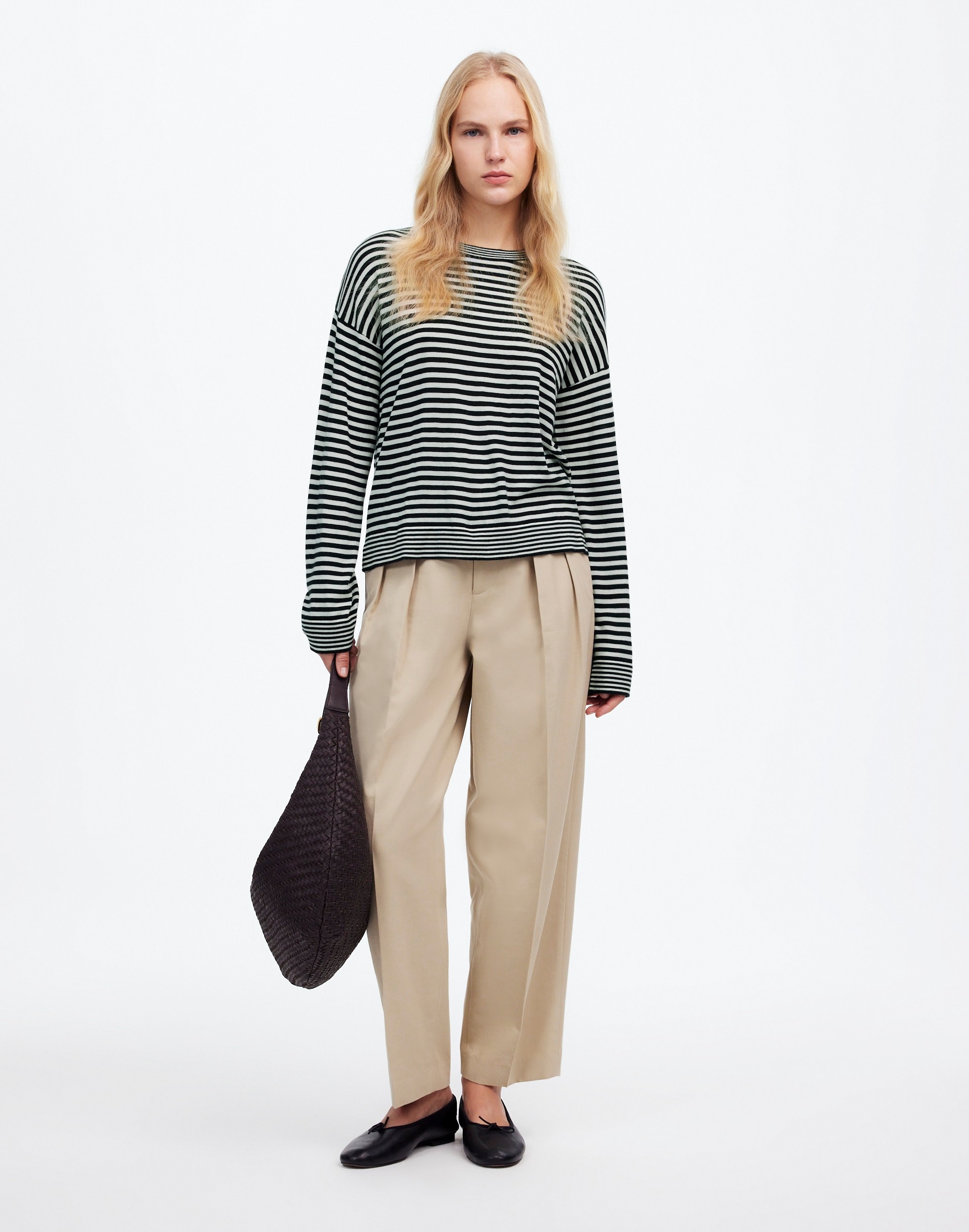 Merino Wool-Silk Blend Crewneck Sweater Stripe | Madewell