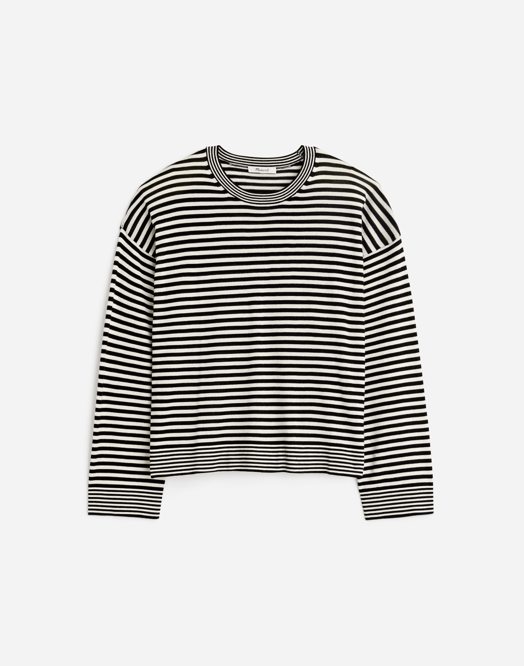 Merino Wool-Silk Blend Crewneck Sweater Stripe | Madewell