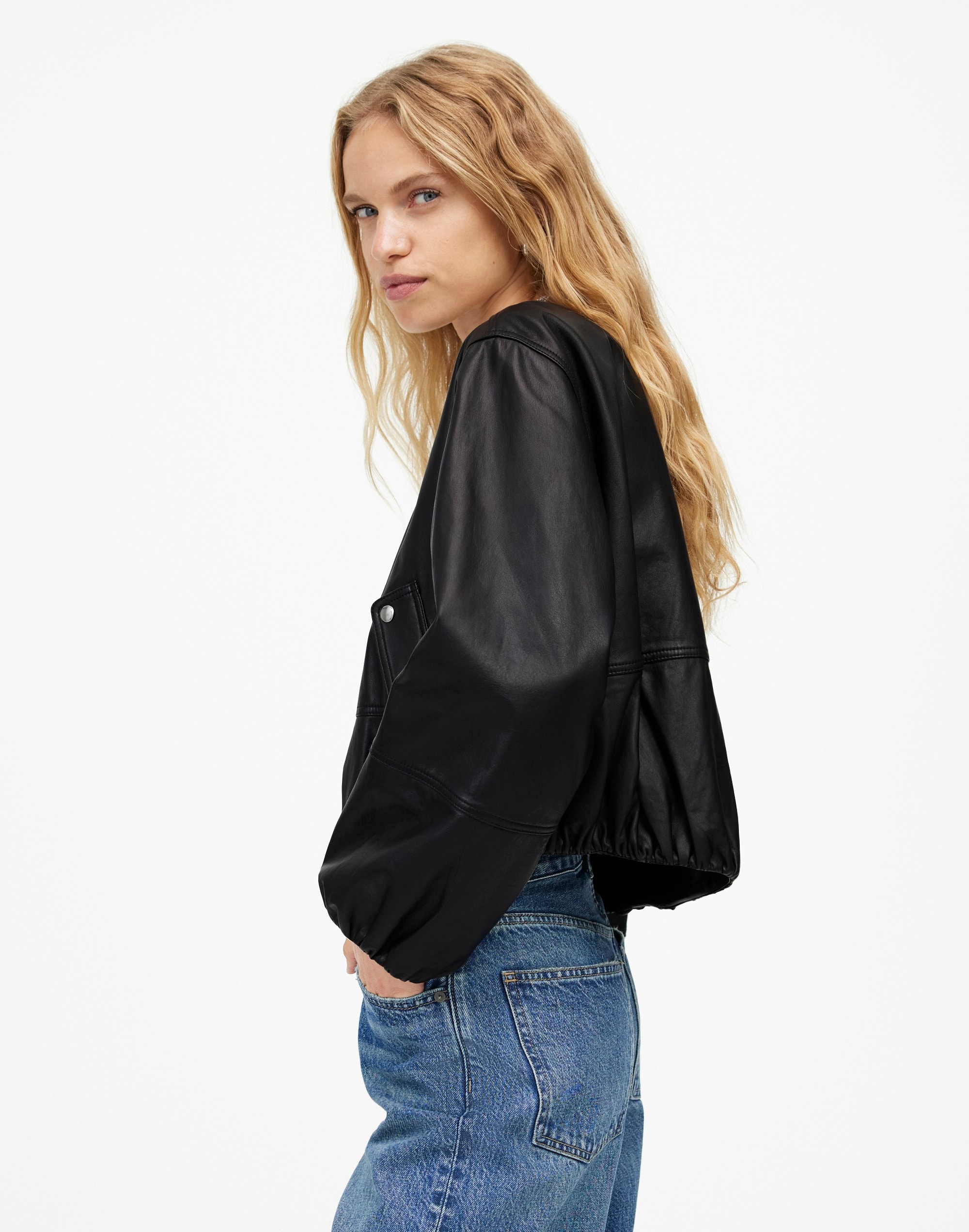 Leather Bubble-Sleeve Jacket | Madewell